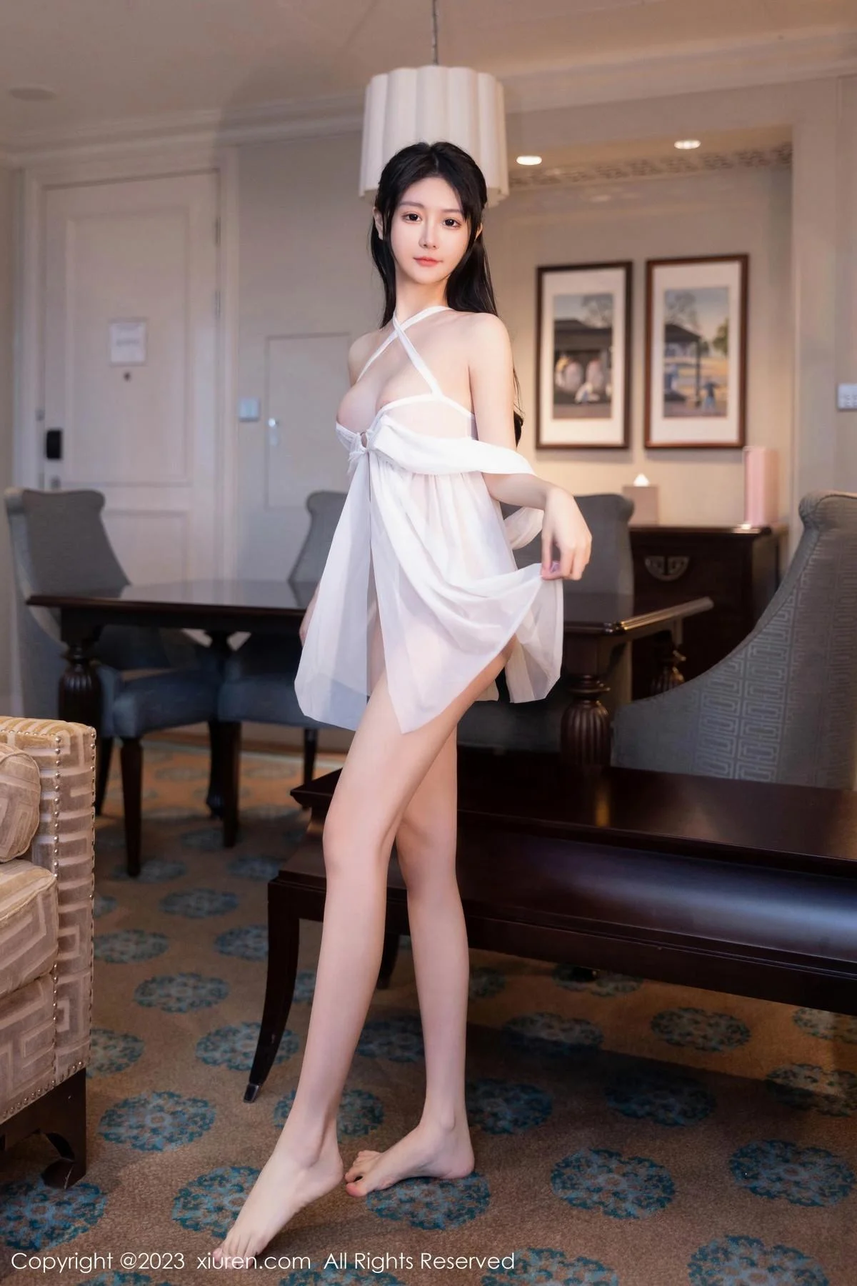 幼幼私房浴室性感白色薄纱情趣睡裙秀火辣身材极致绝美写真 第 6 张