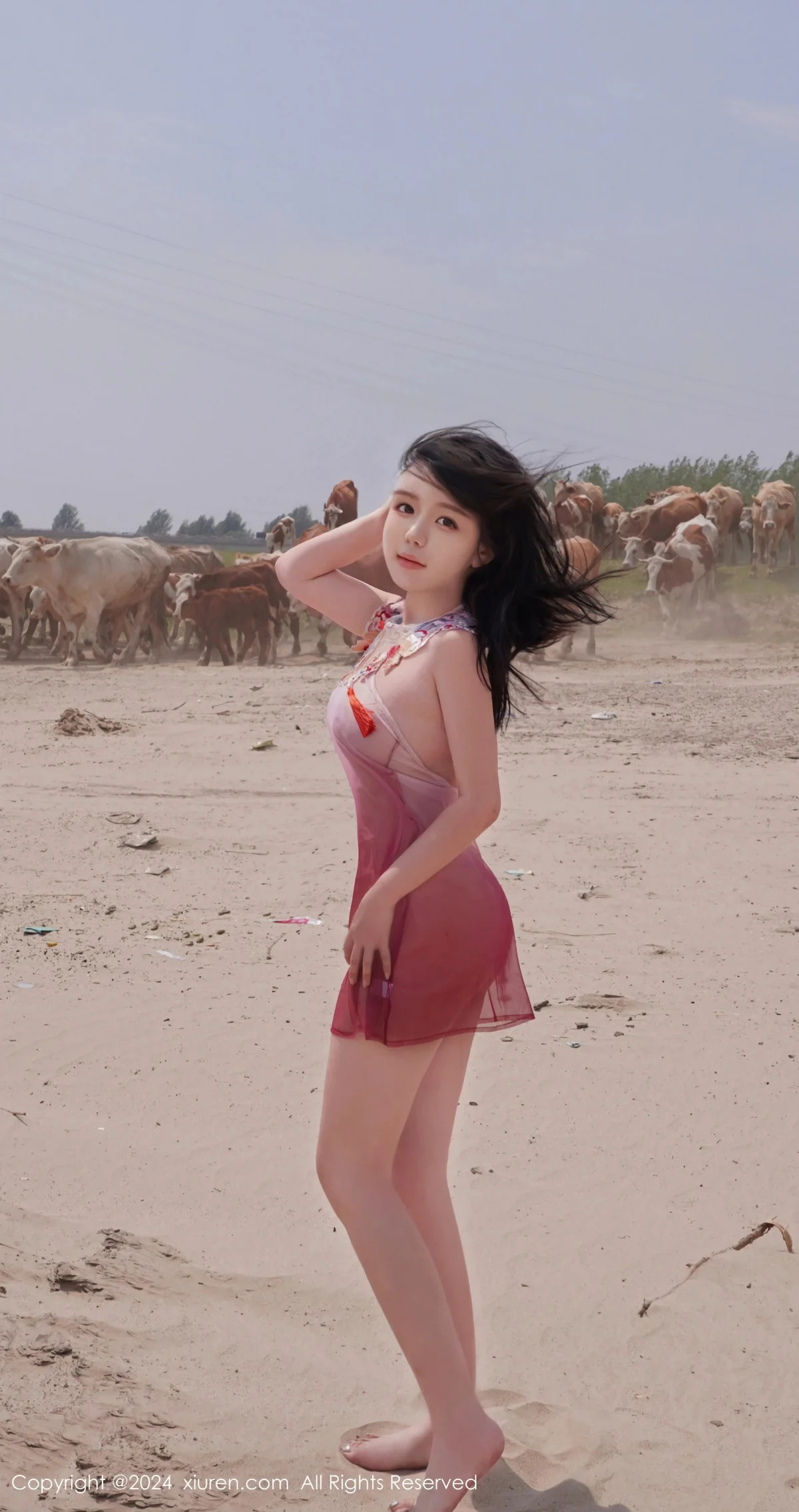 小薯条nienie性感浅红色泳装+浅蓝色吊带秀曼妙身姿绝美写真 第 115 张