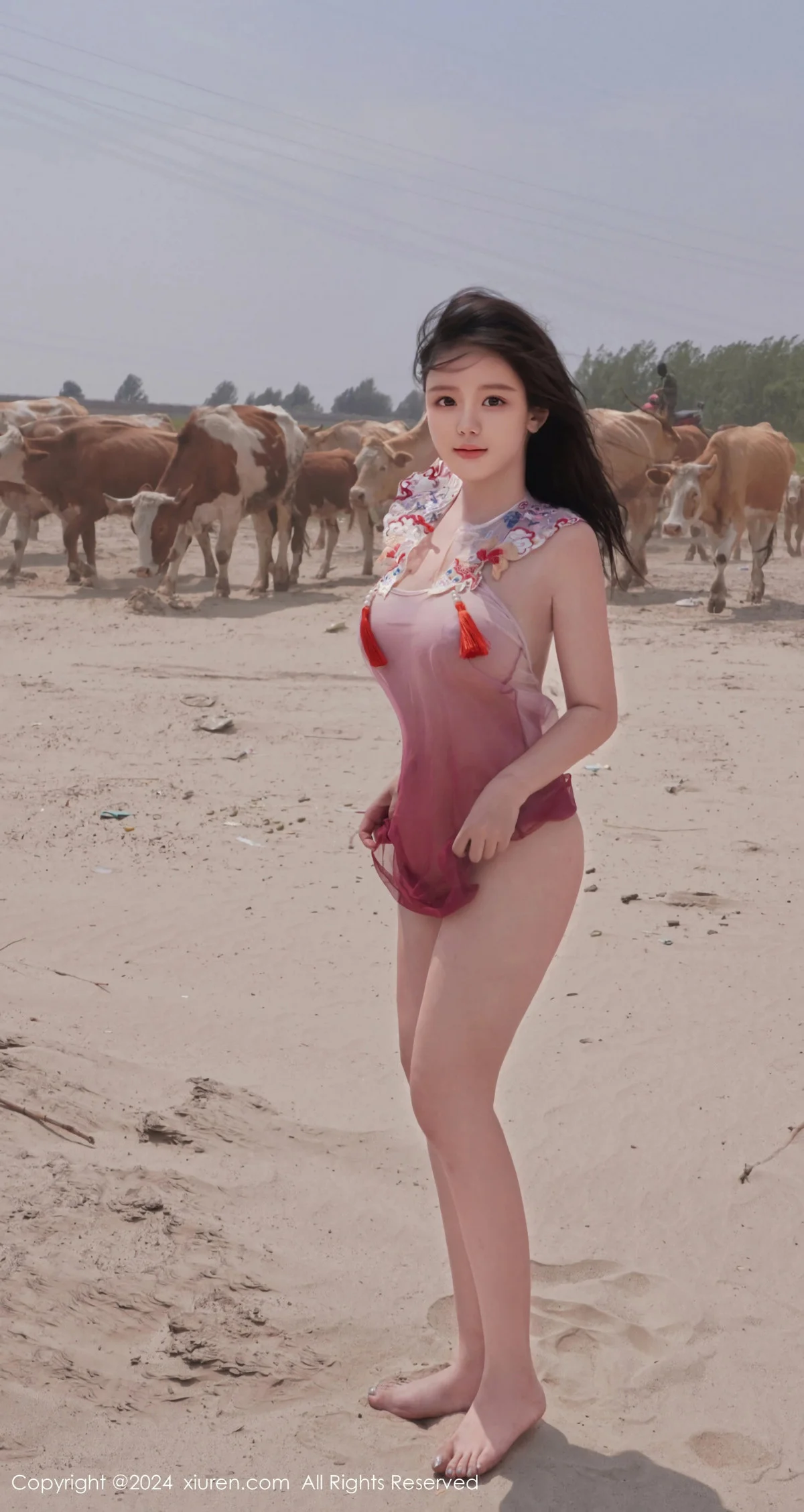 小薯条nienie性感浅红色泳装+浅蓝色吊带秀曼妙身姿绝美写真 第 2 张