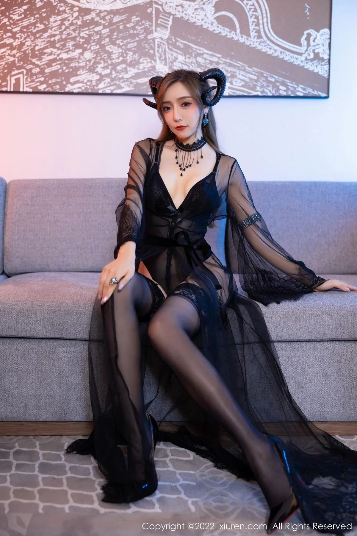 王馨瑶yanni私房性感轻透网纱配黑色蕾丝内衣完美绝美写真 第 11 张