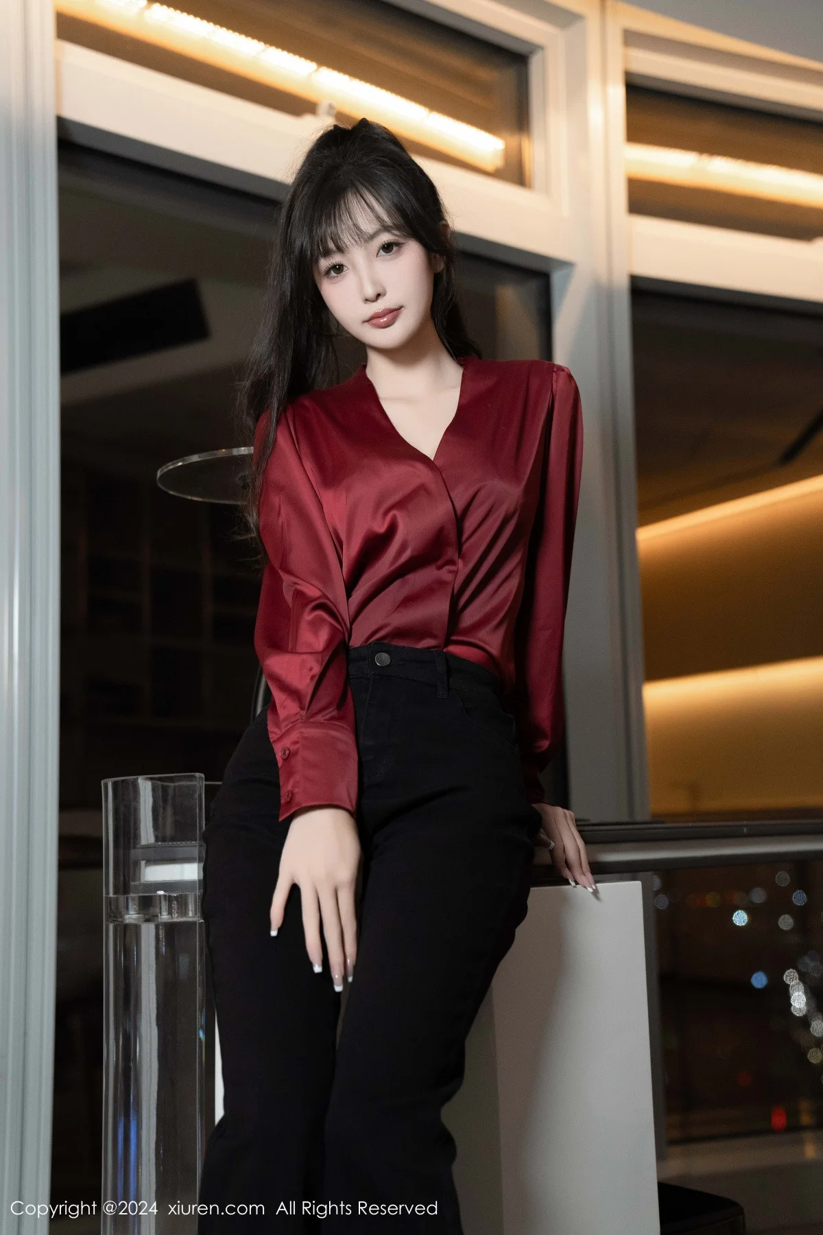 林星阑私房性感黑色蕾丝内衣配开档黑丝秀曼妙身姿绝美写真 第 9 张