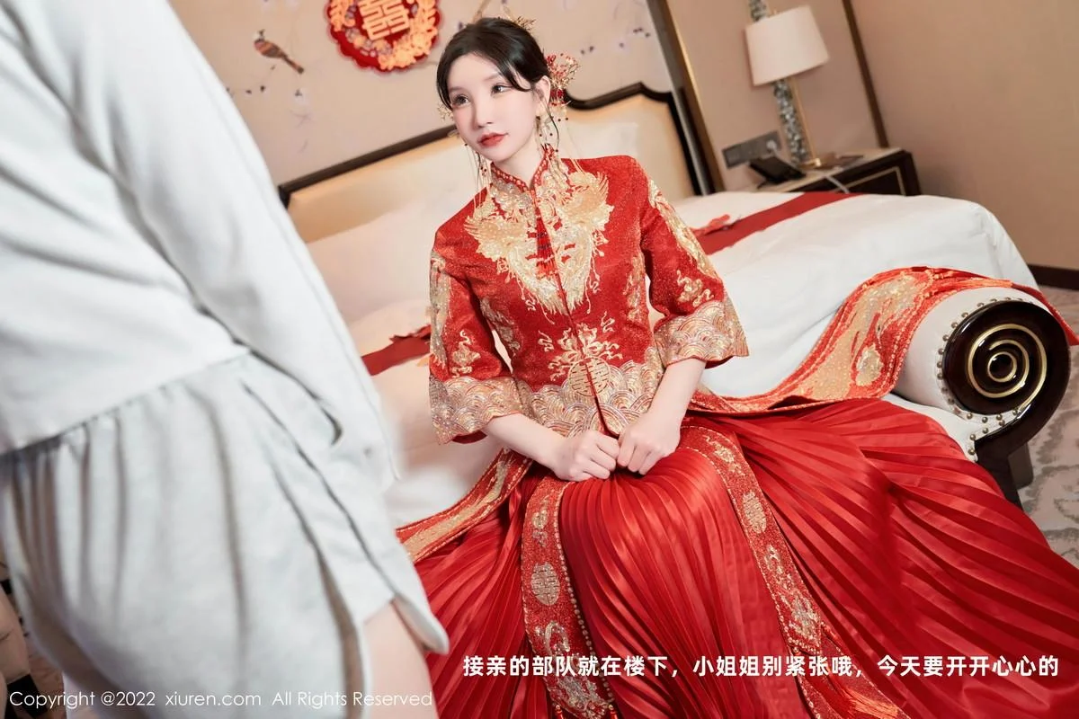 周于希Sally私房脱新娘装露红色蕾丝内衣超薄肉丝绝美写真 第 10 张