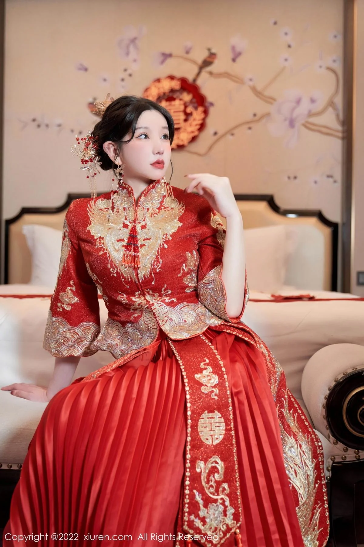 周于希Sally私房脱新娘装露红色蕾丝内衣超薄肉丝绝美写真 第 26 张