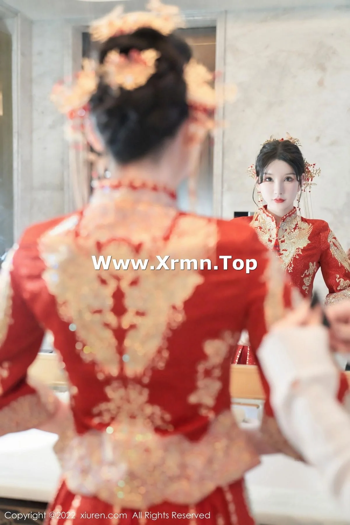 周于希Sally私房脱新娘装露红色蕾丝内衣超薄肉丝绝美写真 第 7 张