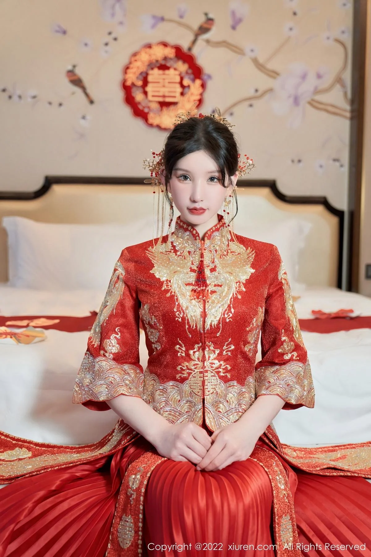 周于希Sally私房脱新娘装露红色蕾丝内衣超薄肉丝绝美写真 第 9 张