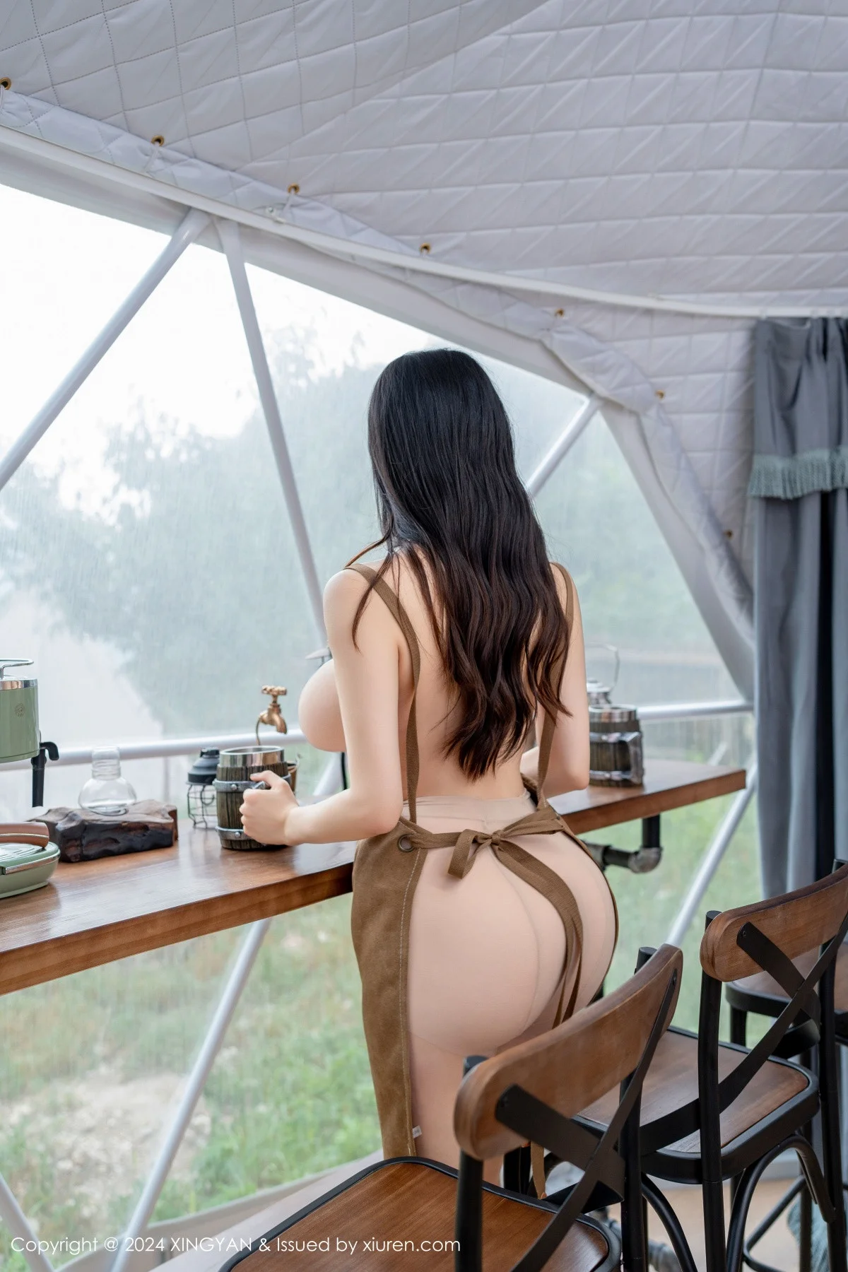 清妙性感咖啡色真空围裙配超薄肉丝秀完美身材绝美写真 第 2 张
