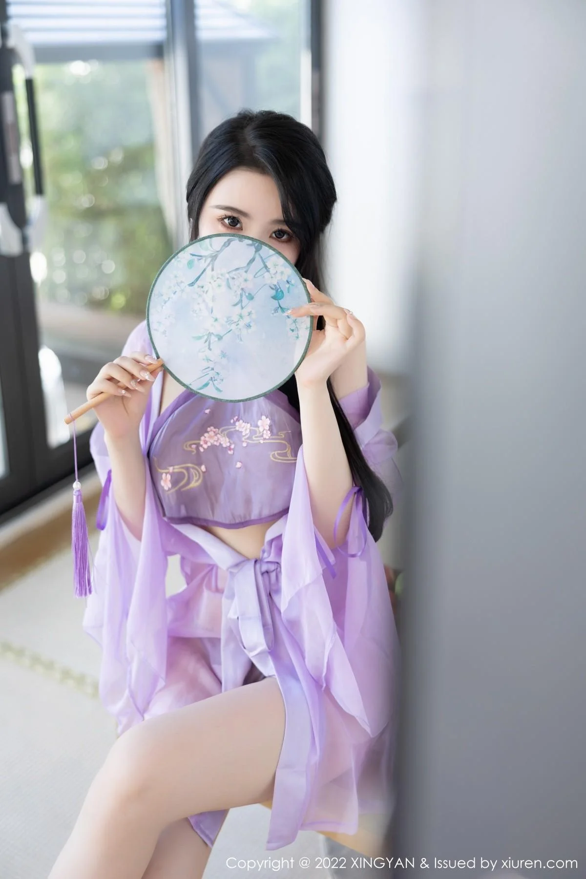Cherry樱桃酱杭州旅拍紫色轻透古韵薄纱秀惹火身材绝美写真 第 5 张