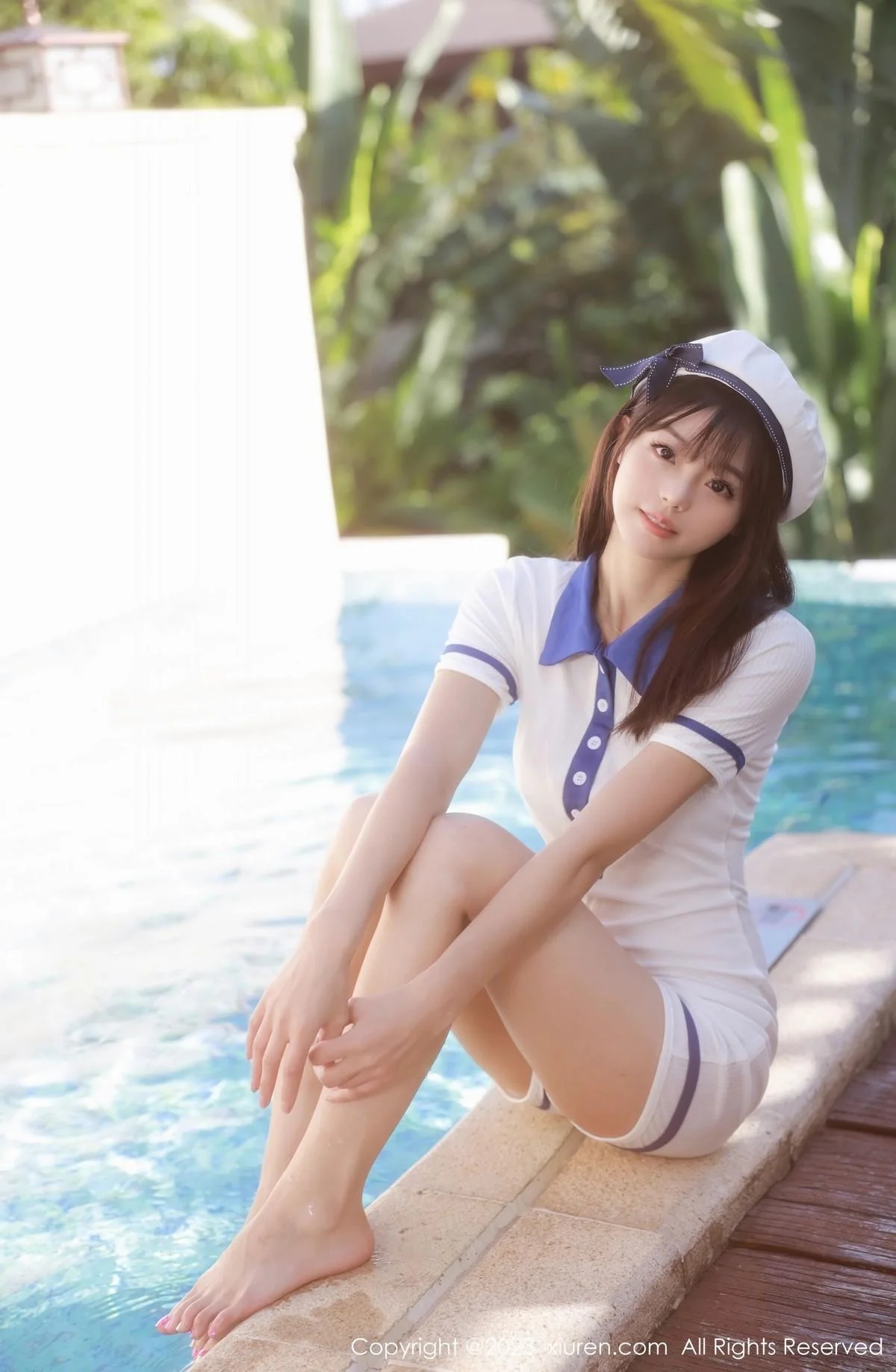 佘贝拉bella泳池性感白色海军服半脱秀完美身材绝美写真 第 25 张