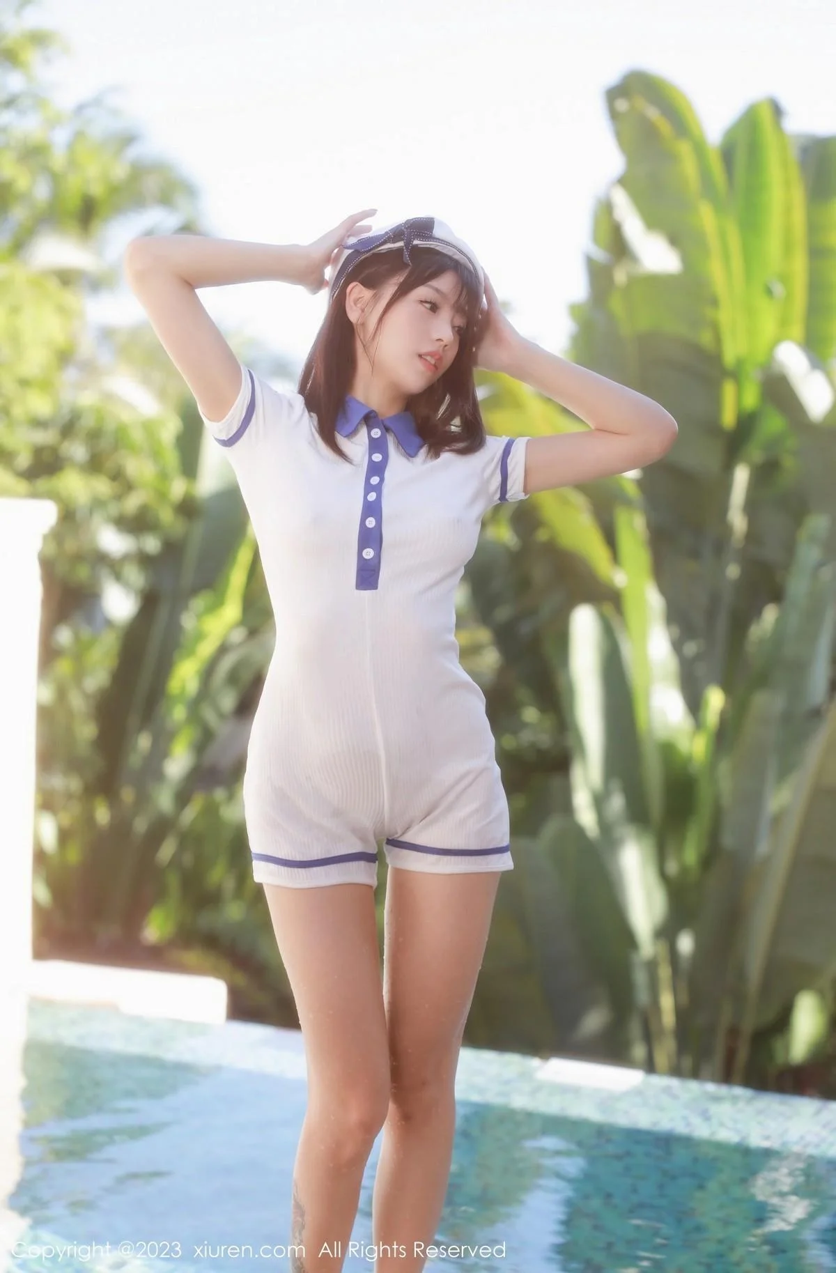 佘贝拉bella泳池性感白色海军服半脱秀完美身材绝美写真 第 29 张