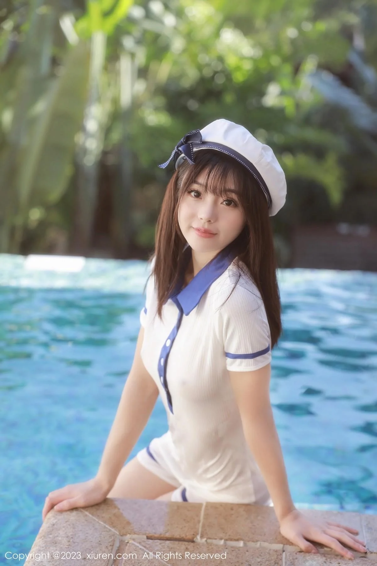 佘贝拉bella泳池性感白色海军服半脱秀完美身材绝美写真 第 36 张