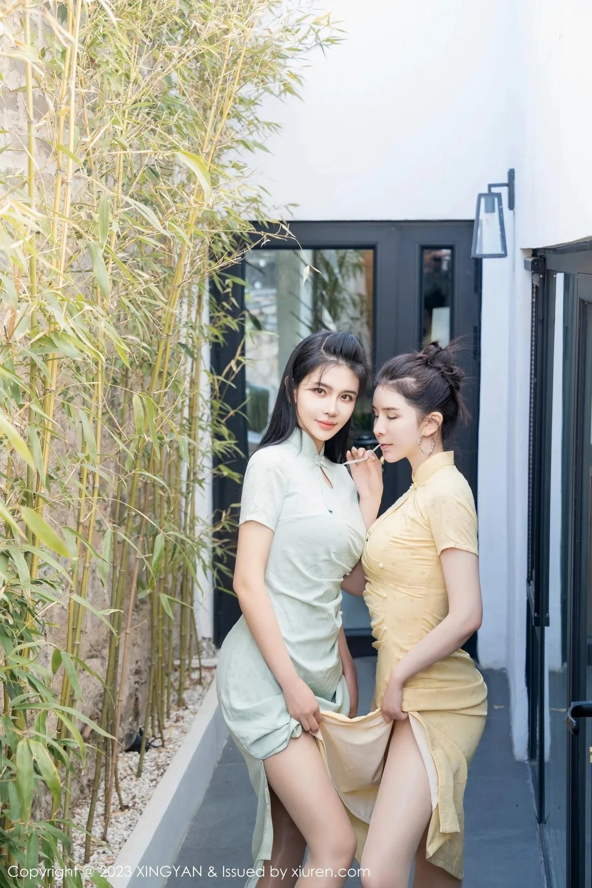 刘钰儿＆李丽莎合集性感轻透旗袍服饰配原色丝袜绝美写真 第 46 张