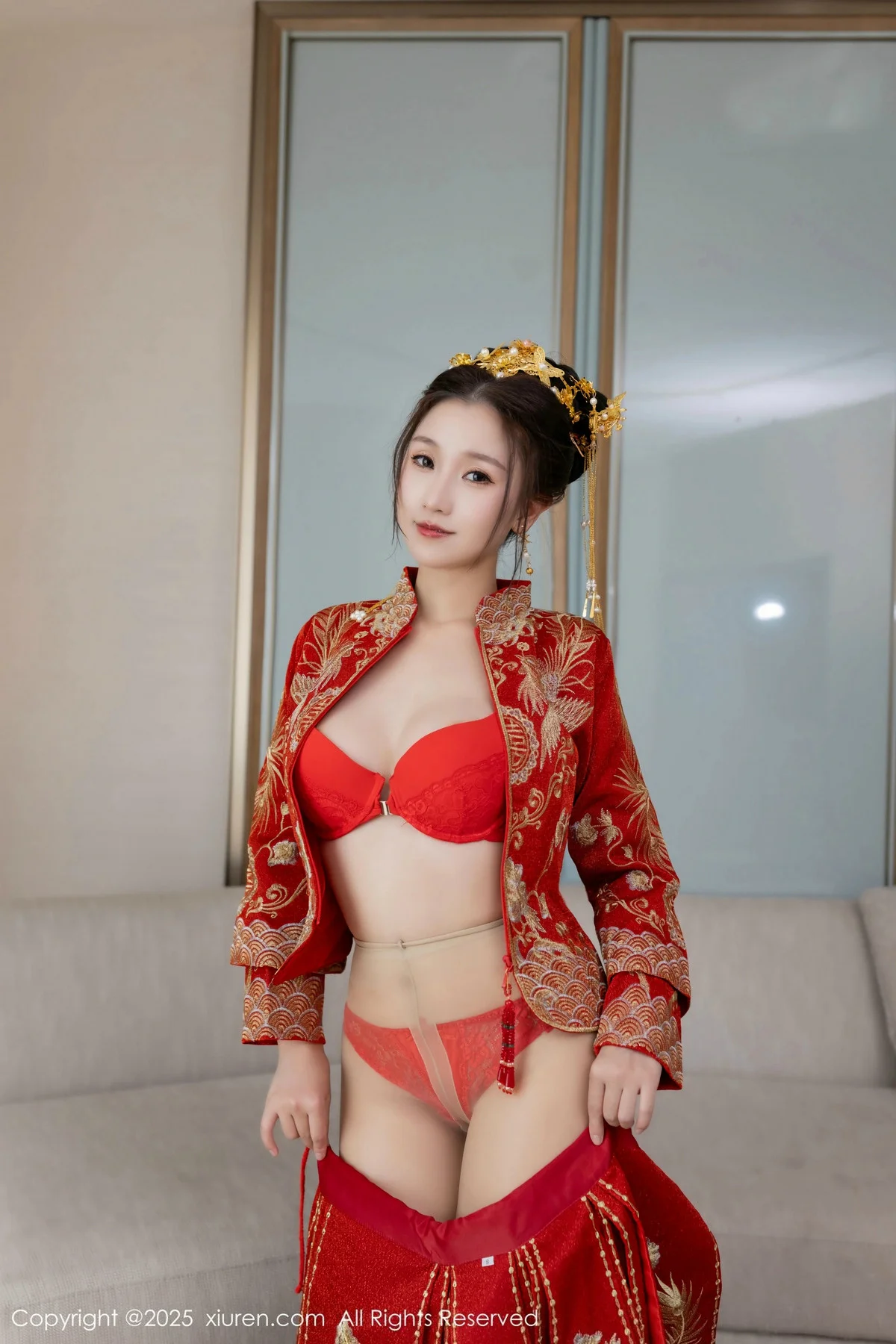 杏子Yada性感新娘装红色情趣内衣配超薄肉丝秀美腿绝美写真 第 108 张