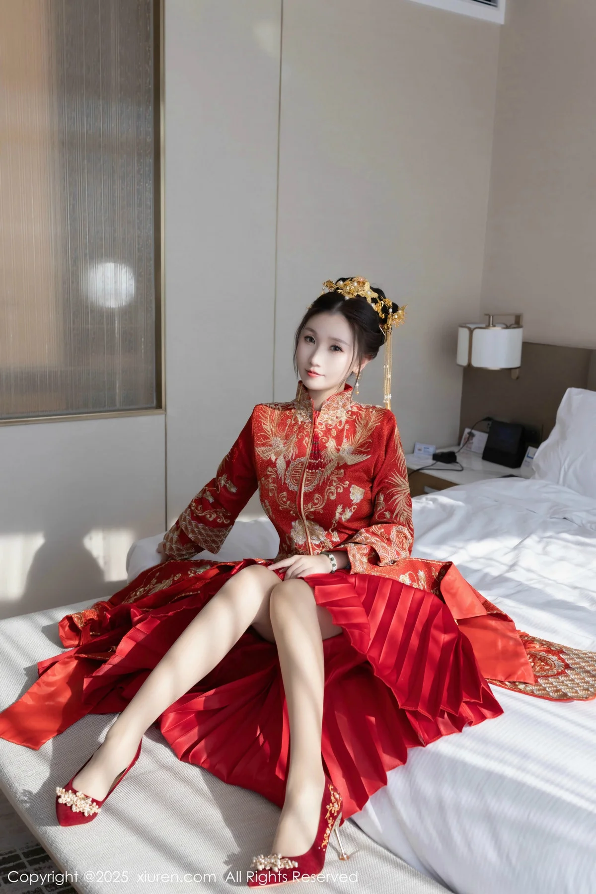 杏子Yada性感新娘装红色情趣内衣配超薄肉丝秀美腿绝美写真 第 44 张