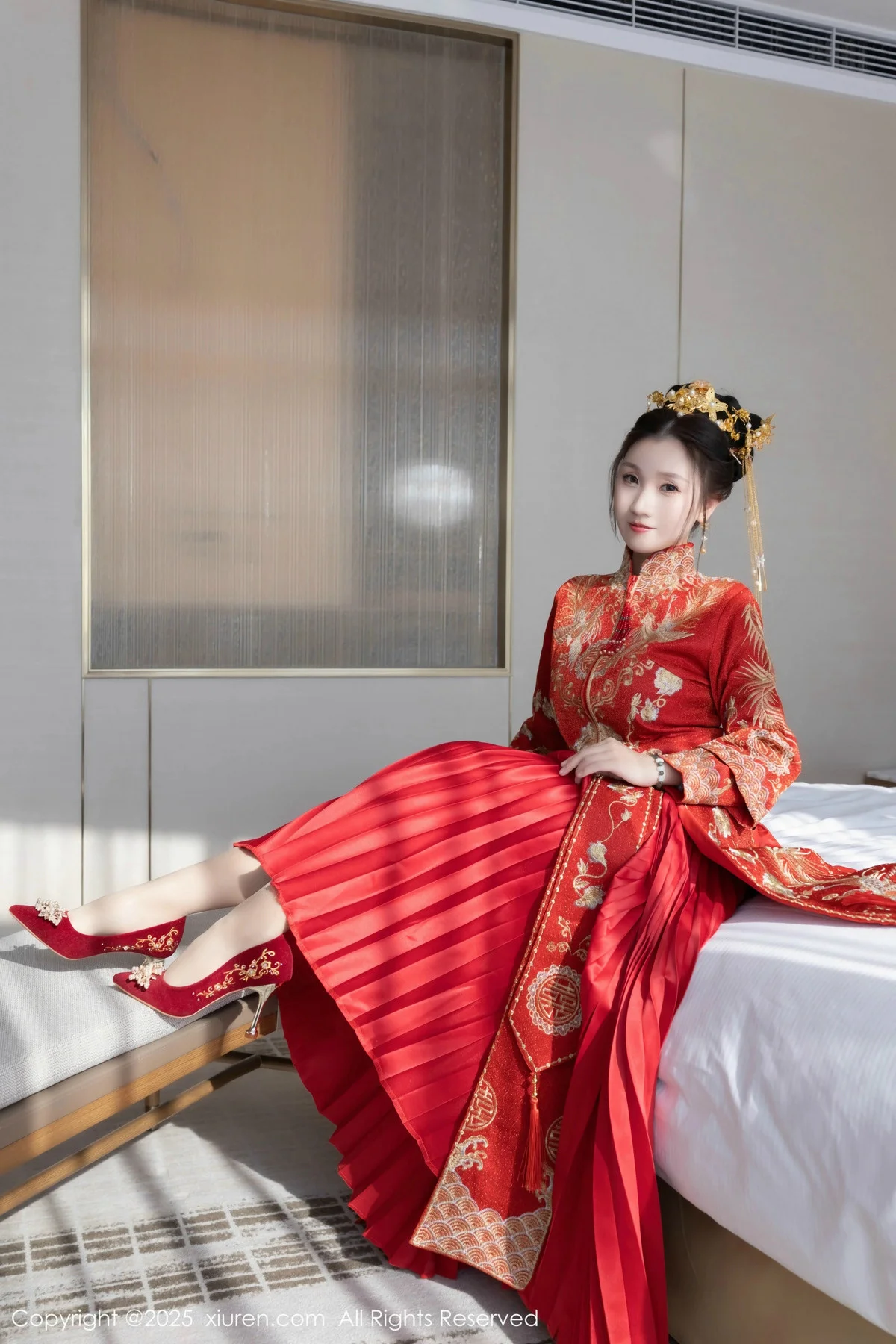 杏子Yada性感新娘装红色情趣内衣配超薄肉丝秀美腿绝美写真 第 46 张
