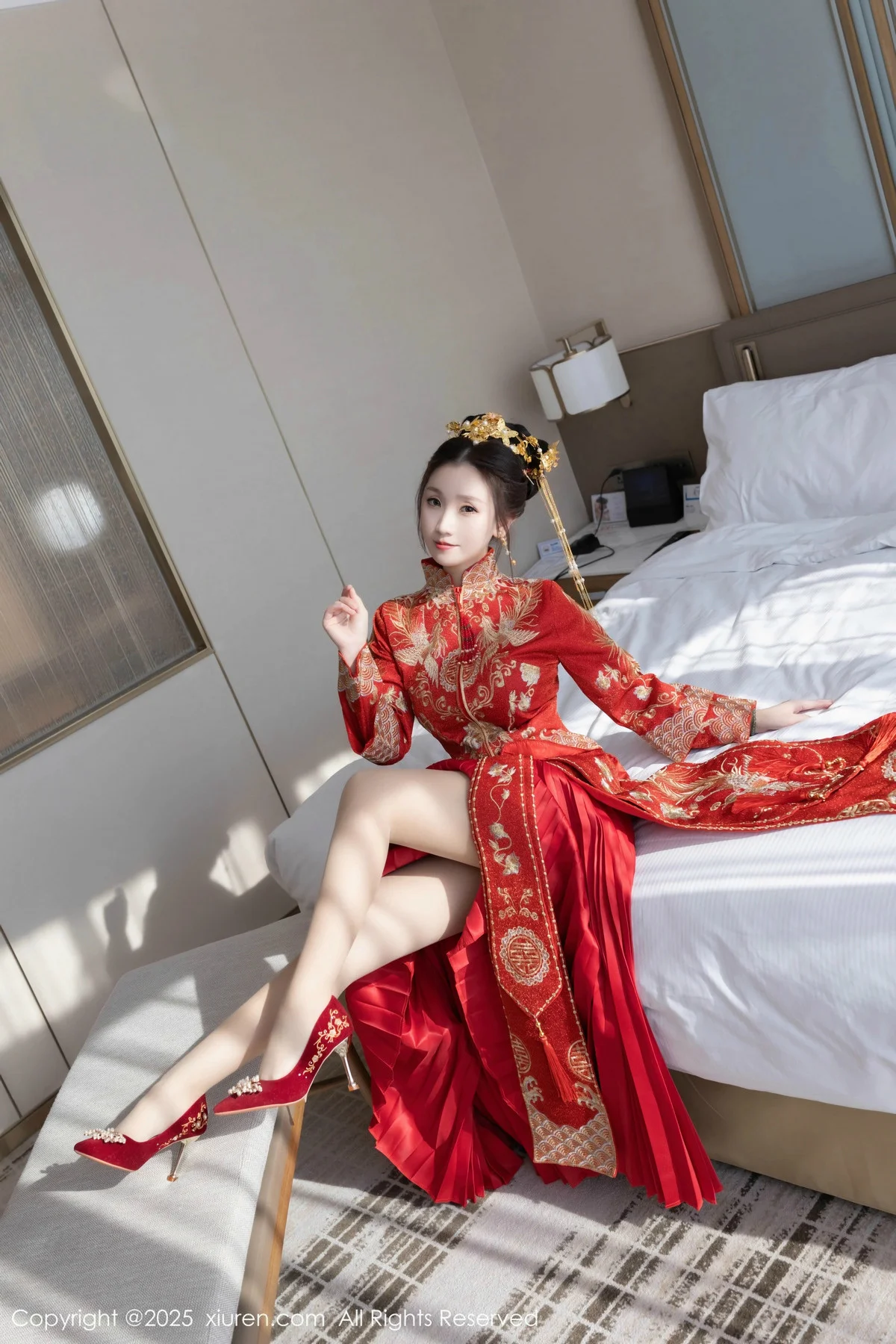 杏子Yada性感新娘装红色情趣内衣配超薄肉丝秀美腿绝美写真 第 49 张