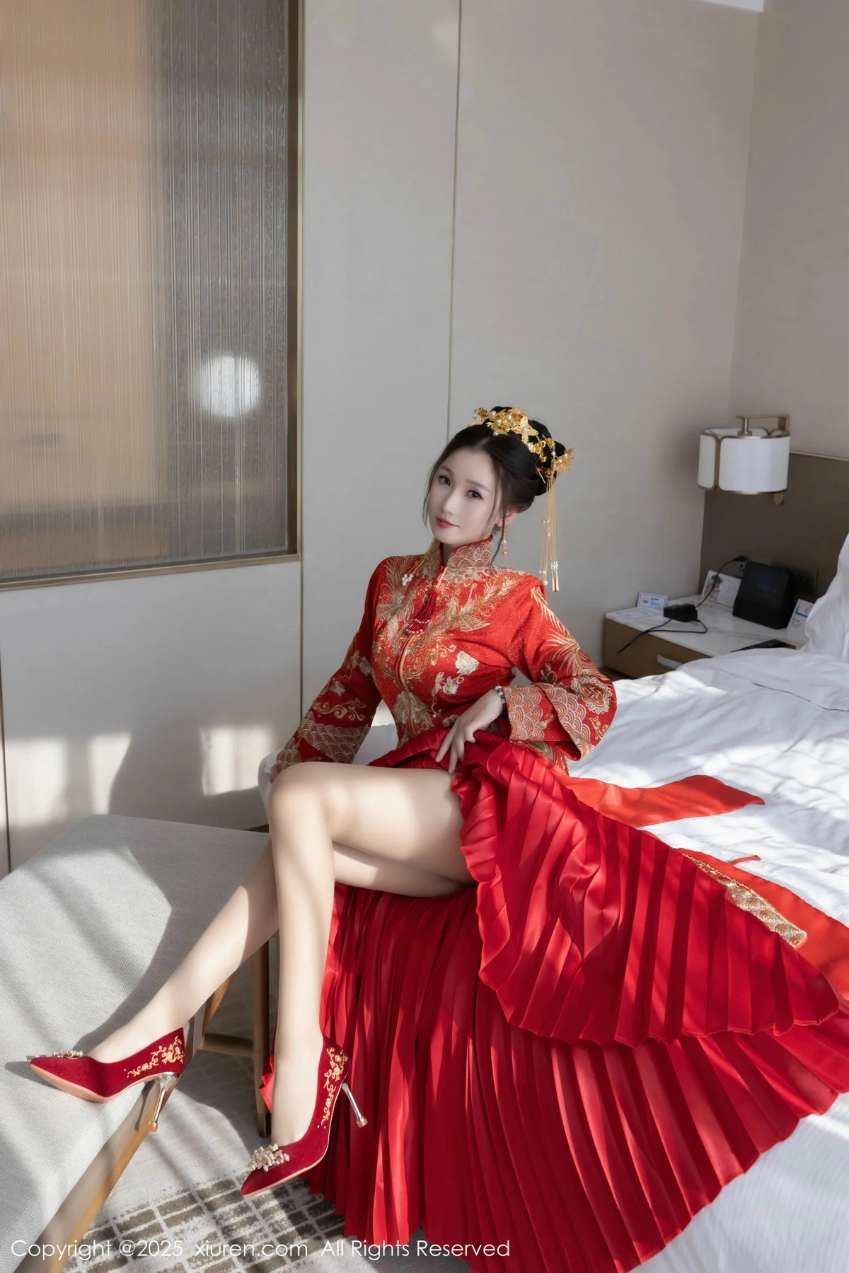 杏子Yada性感新娘装红色情趣内衣配超薄肉丝秀美腿绝美写真 第 52 张