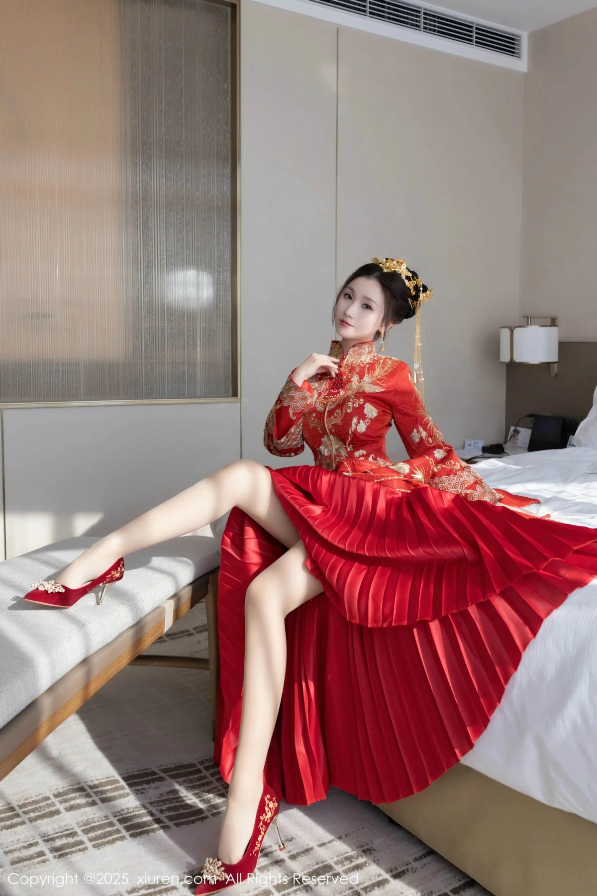 杏子Yada性感新娘装红色情趣内衣配超薄肉丝秀美腿绝美写真 第 53 张