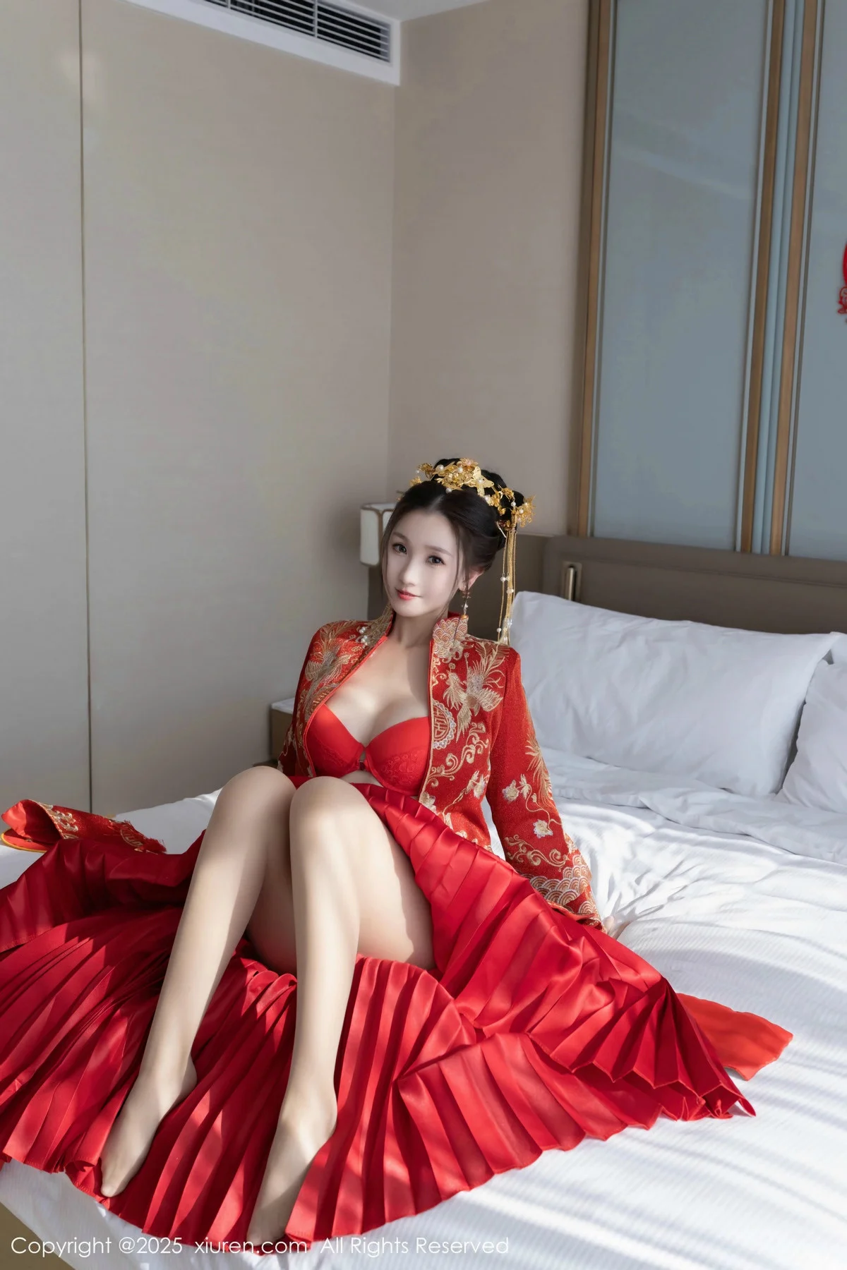 杏子Yada性感新娘装红色情趣内衣配超薄肉丝秀美腿绝美写真 第 57 张