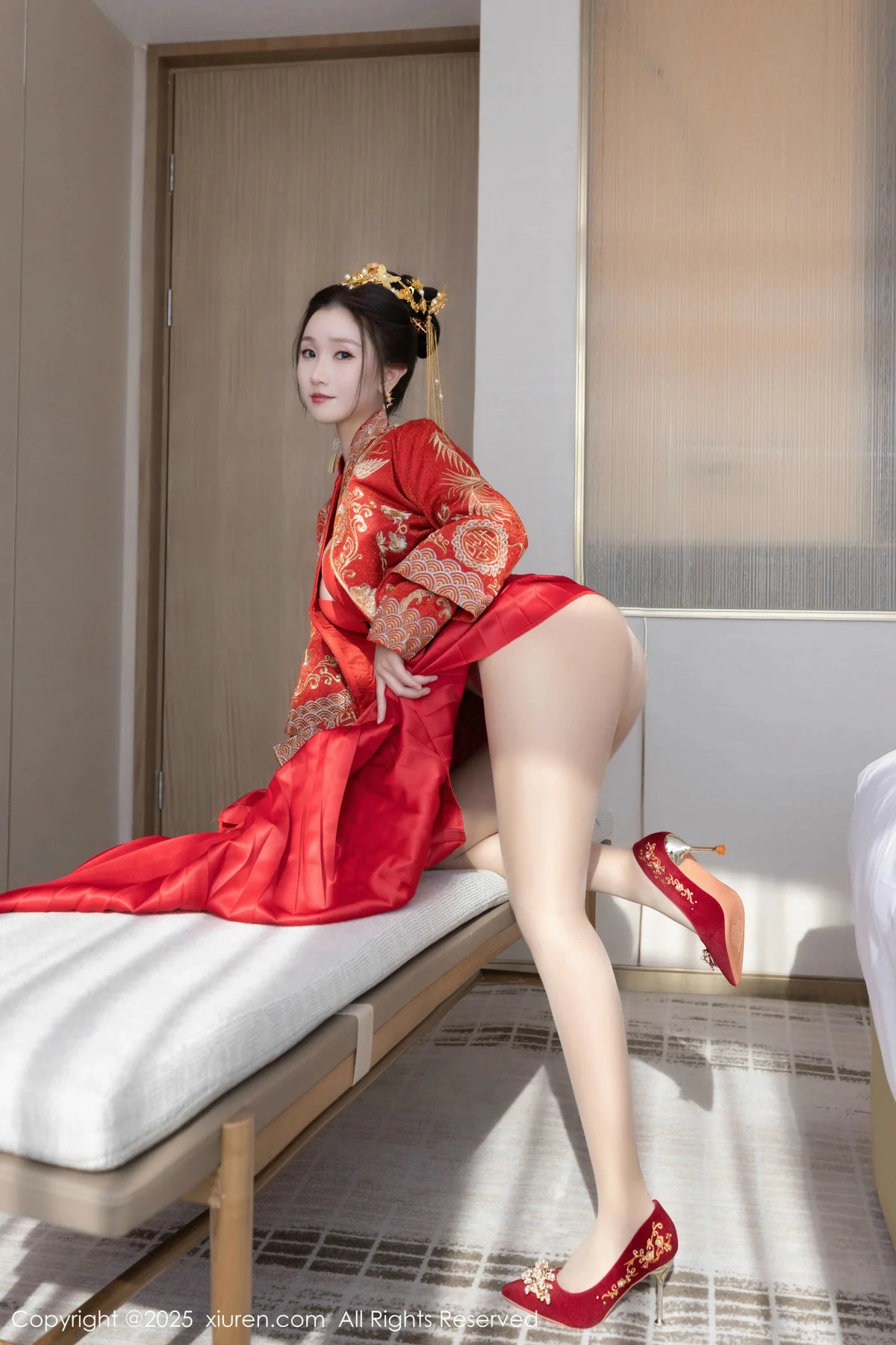 杏子Yada性感新娘装红色情趣内衣配超薄肉丝秀美腿绝美写真 第 80 张