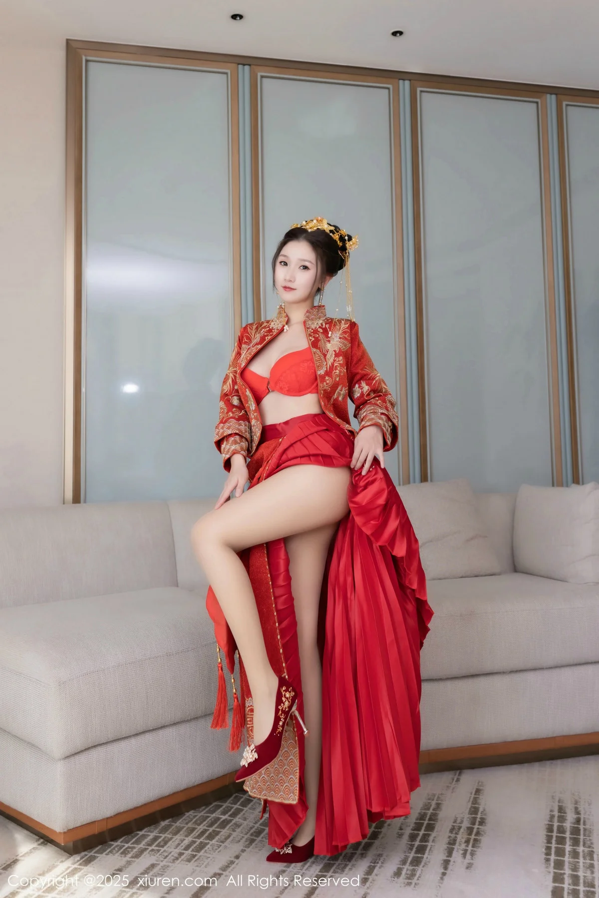 杏子Yada性感新娘装红色情趣内衣配超薄肉丝秀美腿绝美写真 第 96 张