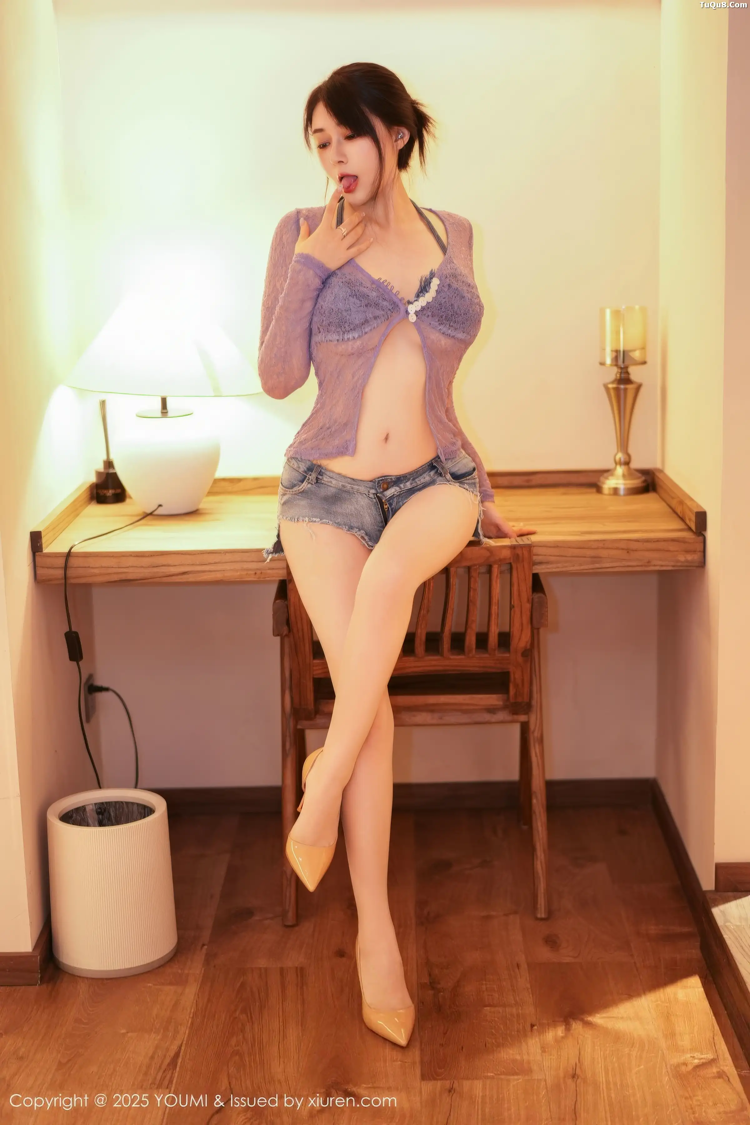凯竹法师～性感蓝色内衣配牛仔短裤秀丰腴身材撩人绝美写真 第 5 张