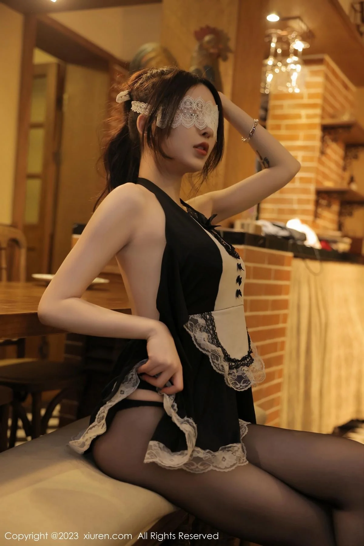 玉兔miki性感黑色女仆服配超薄无内黑丝秀惹火身材绝美写真 第 60 张
