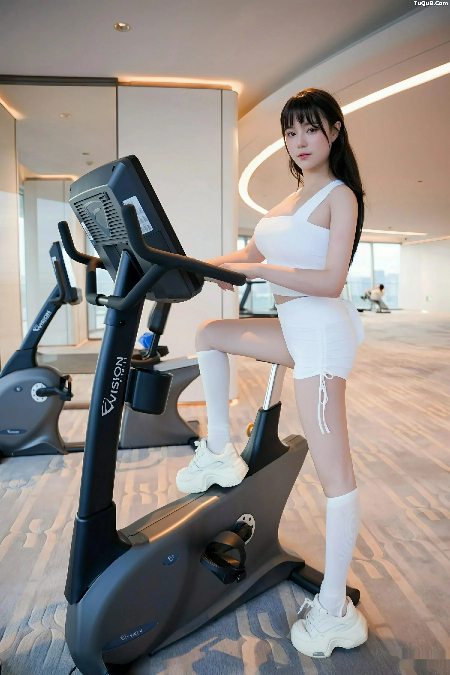 软情健身房场景性感白色运动服配白丝袜秀曼妙身姿绝美写真 第 2 张
