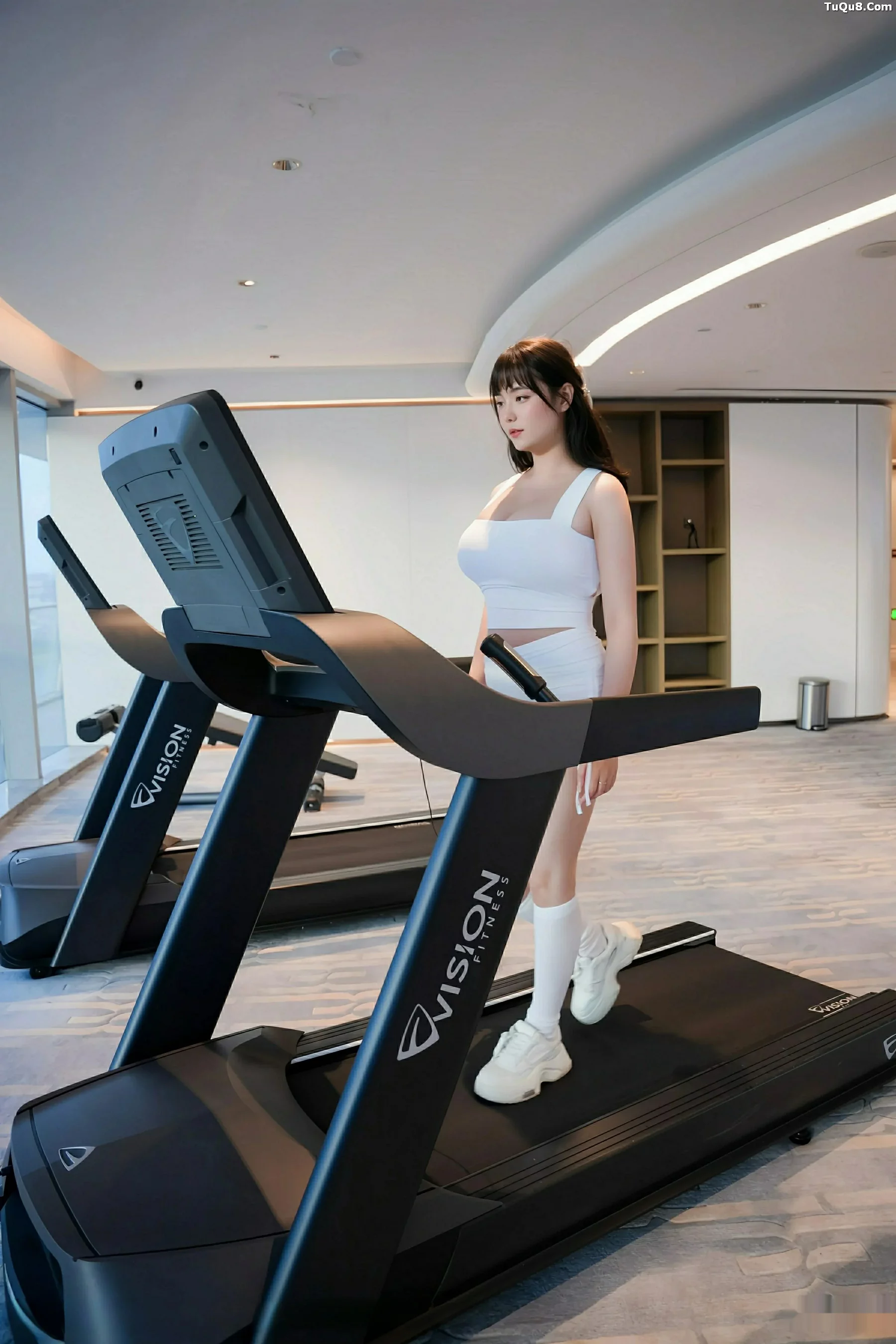 软情健身房场景性感白色运动服配白丝袜秀曼妙身姿绝美写真 第 23 张