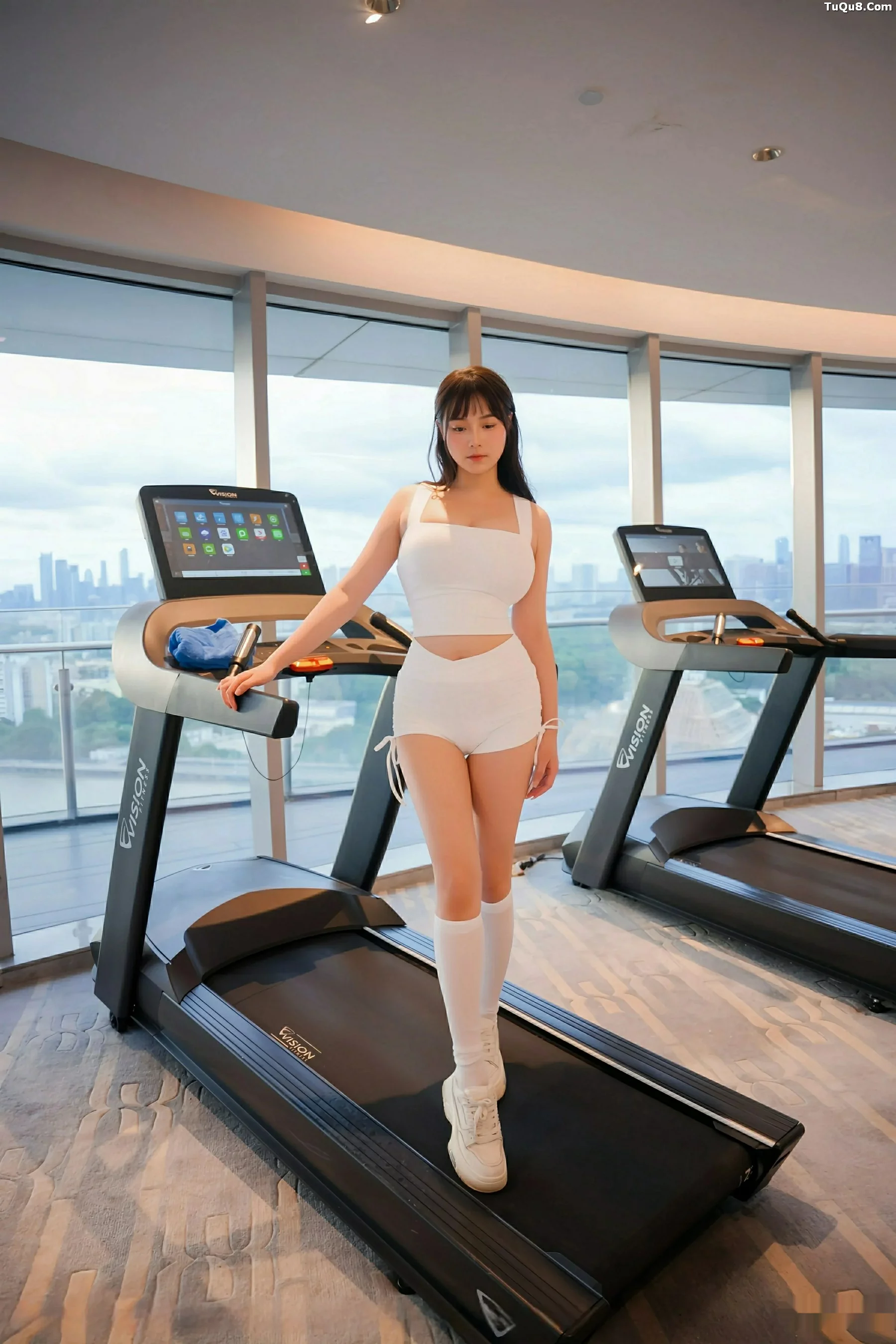 软情健身房场景性感白色运动服配白丝袜秀曼妙身姿绝美写真 第 35 张