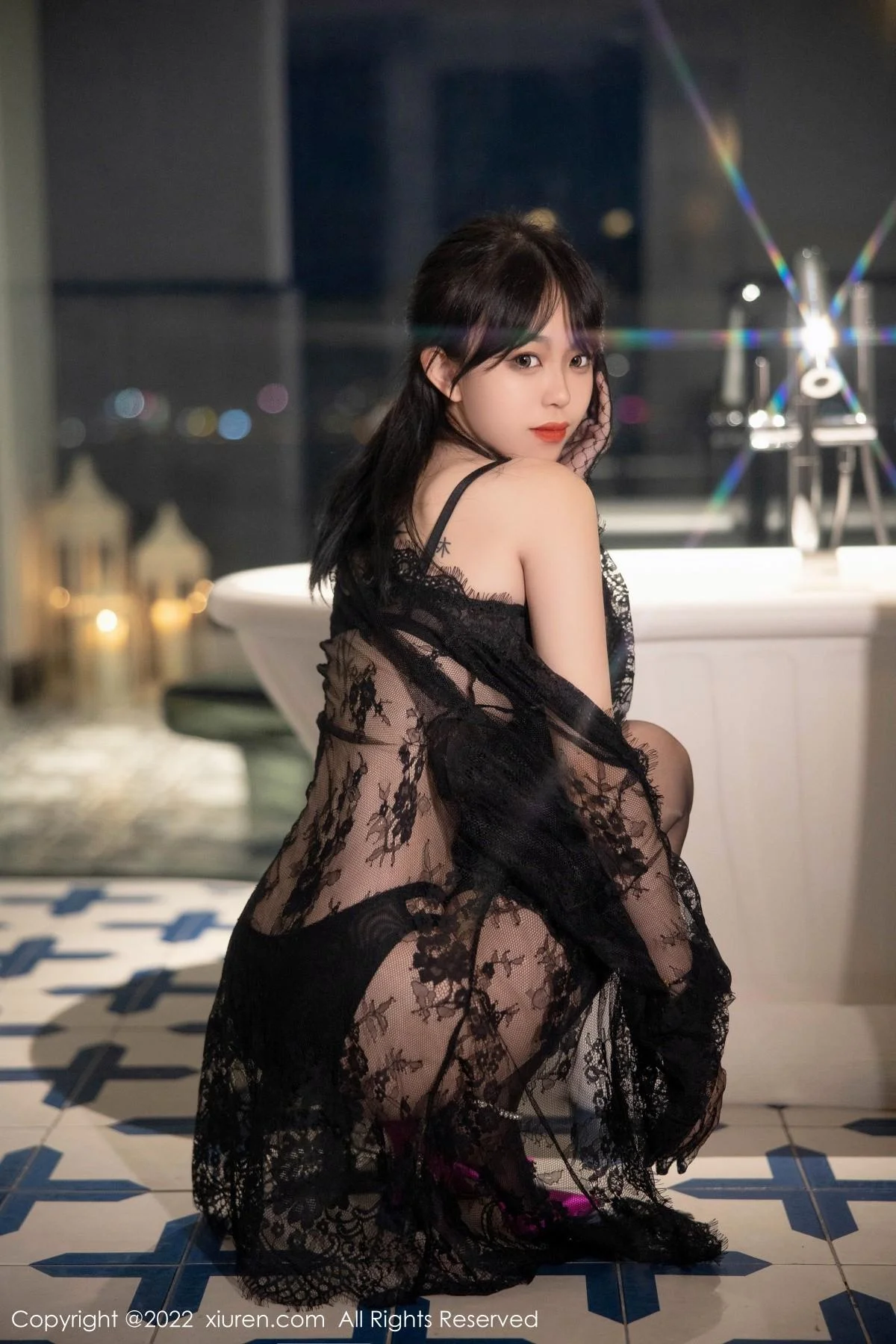 奶瓶大理旅拍性感黑网纱披风露黑色轻透内衣极致魅惑写真 第 50 张