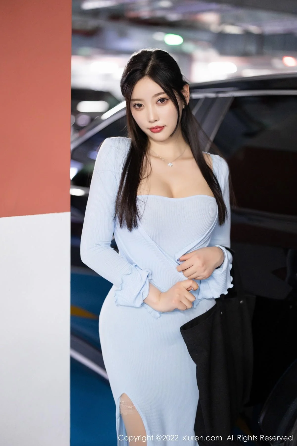 杨晨晨Yome都市丽人系列淡蓝长裙配蕾丝袜完美绝美写真 第 6 张