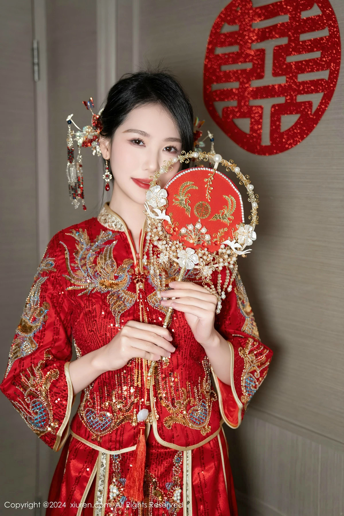 利世性感红色新娘妆露红色内衣配超薄闪亮肉丝完美绝美写真 第 12 张
