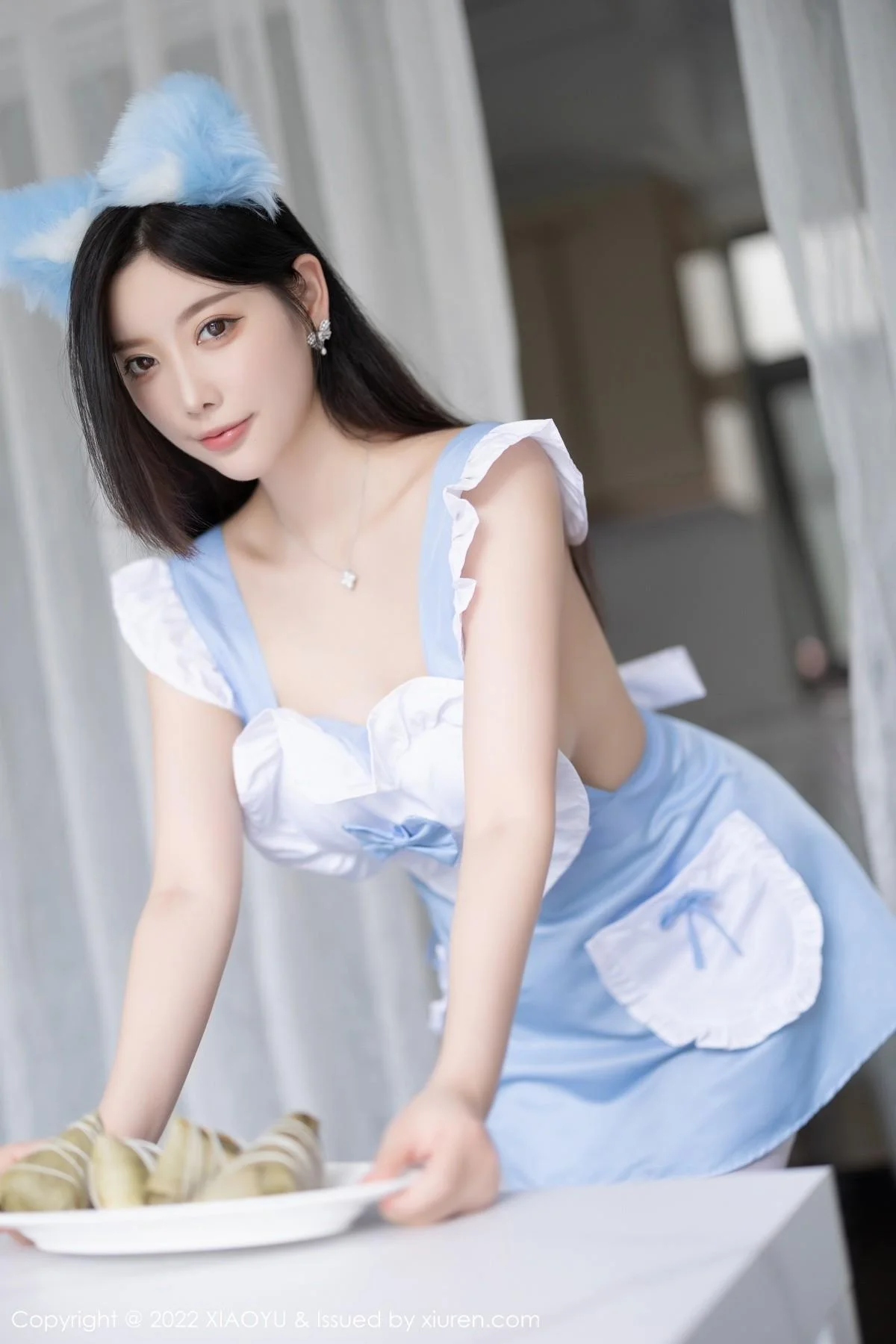 杨晨晨Yome端午节主题淡蓝色收身衣配白丝吊袜绝美写真 第 36 张