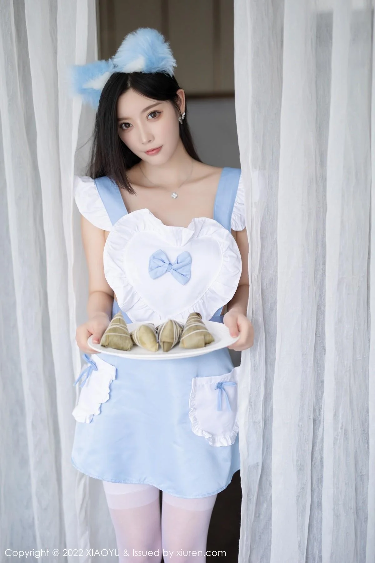 杨晨晨Yome端午节主题淡蓝色收身衣配白丝吊袜绝美写真 第 40 张