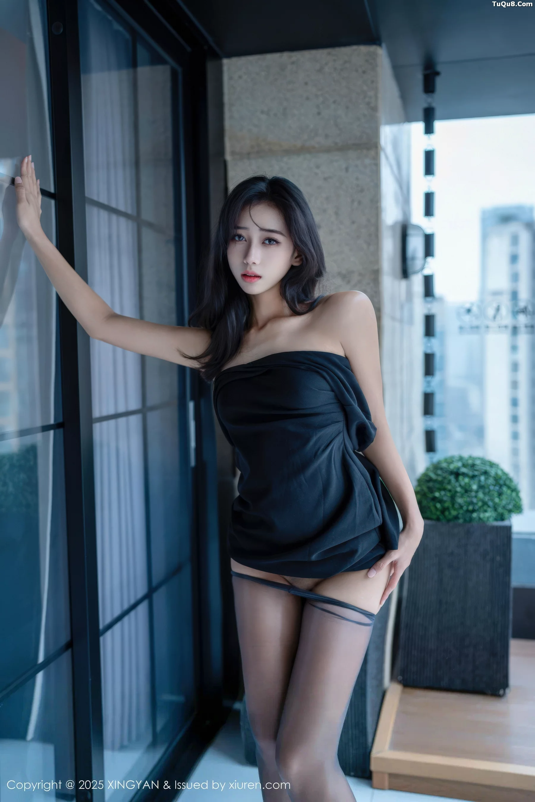 时安安性感黑色连衣裙配超薄无内黑丝秀柔美身姿绝美写真 第 116 张