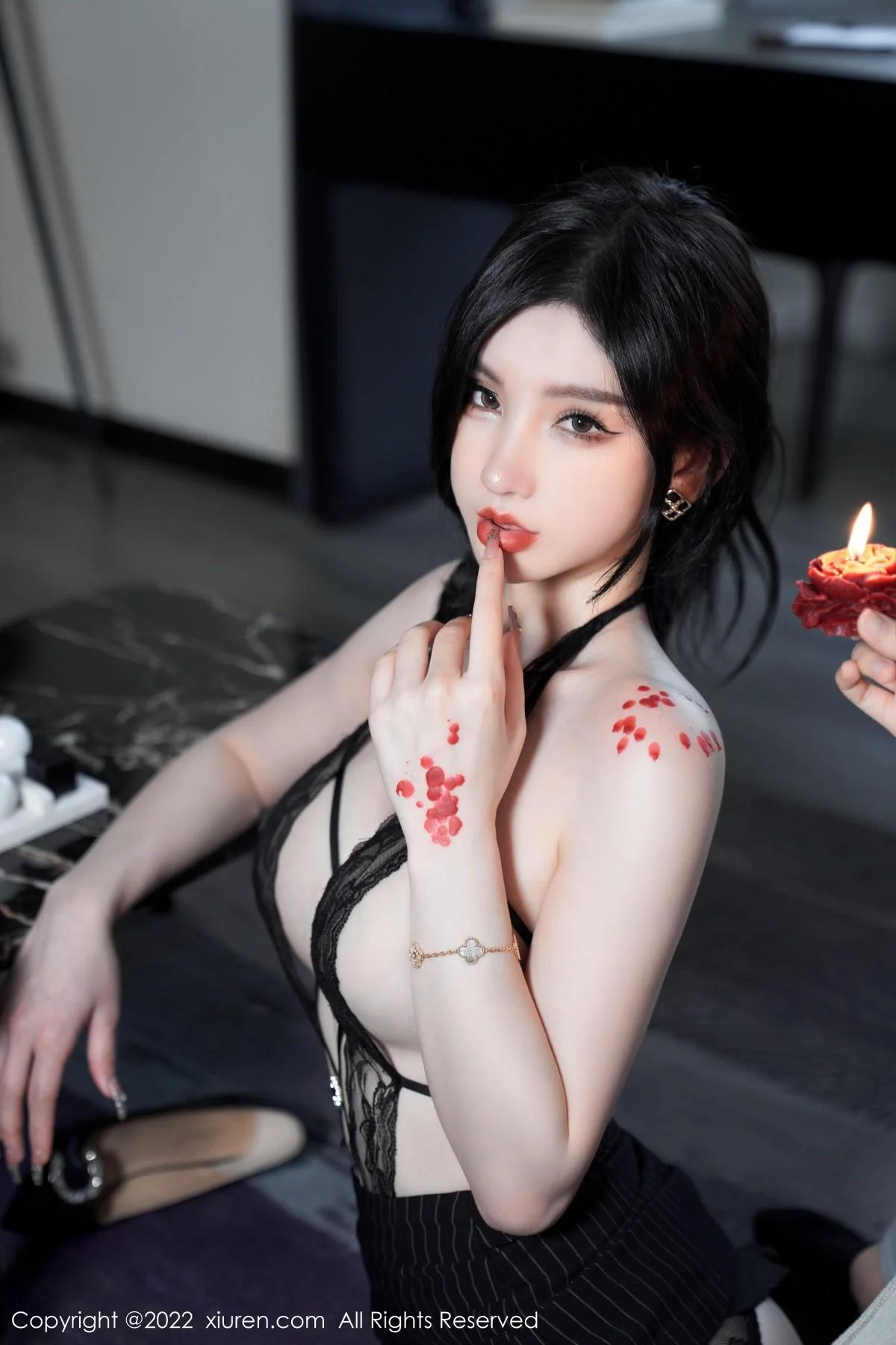 周于希Sally心愿旅拍私房黑色情趣薄纱秀豪乳撩人绝美写真 第 78 张