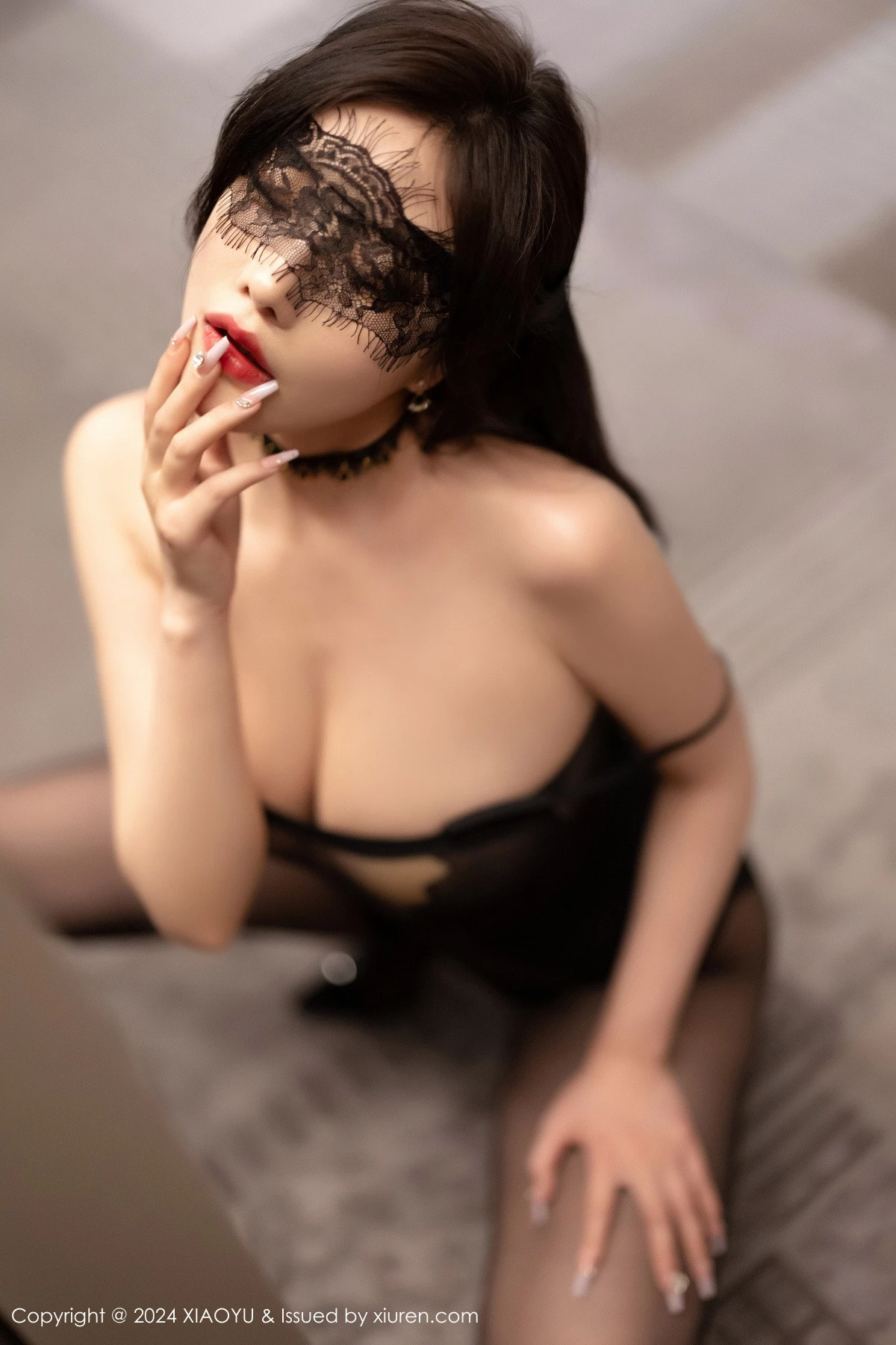 杨晨晨Yome性感黑色情趣内衣配黑丝袜秀完美身材绝美写真 第 124 张