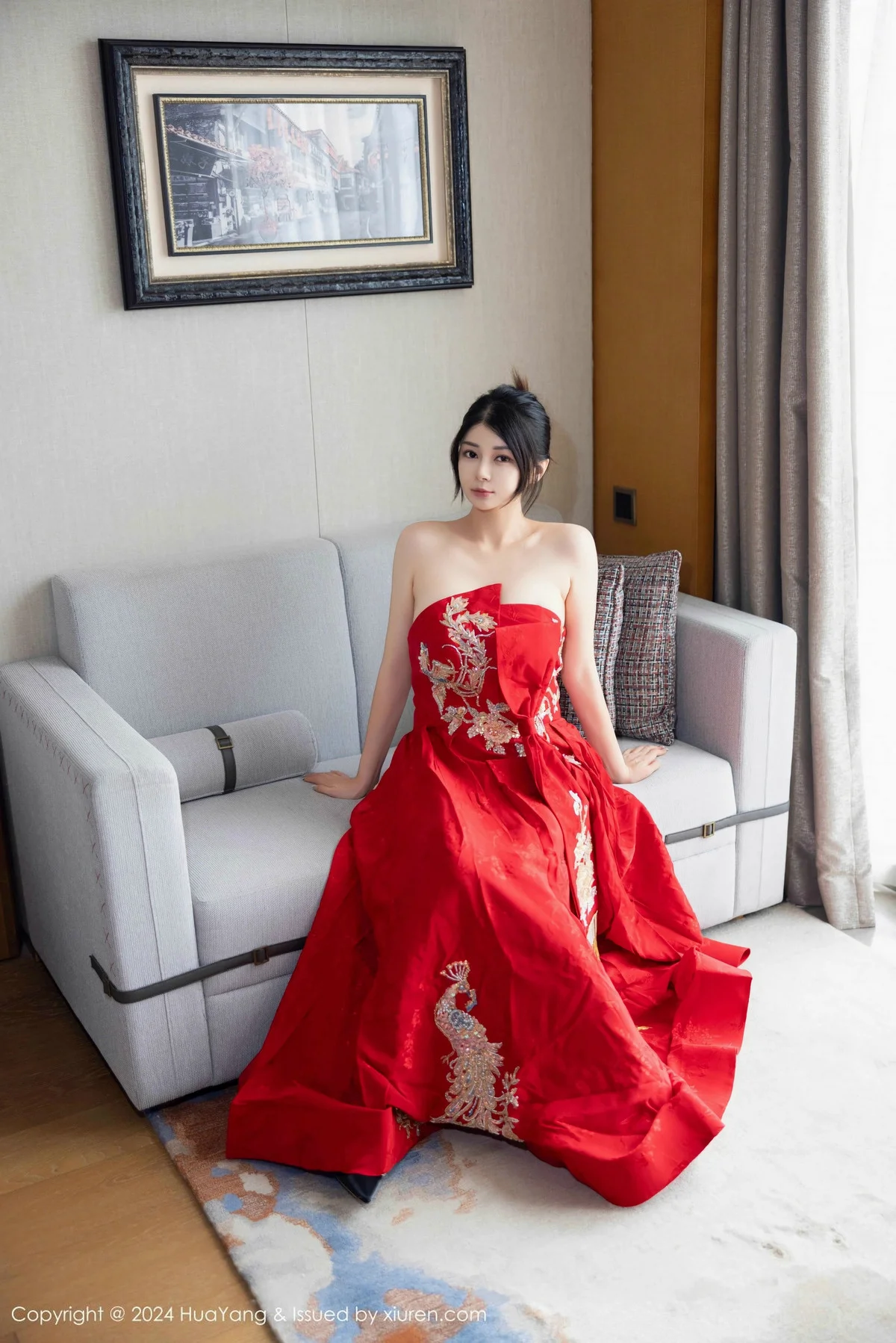 凯竹Quinn性感红色长裙露紫红内衣秀丰腴身姿完美绝美写真 第 3 张
