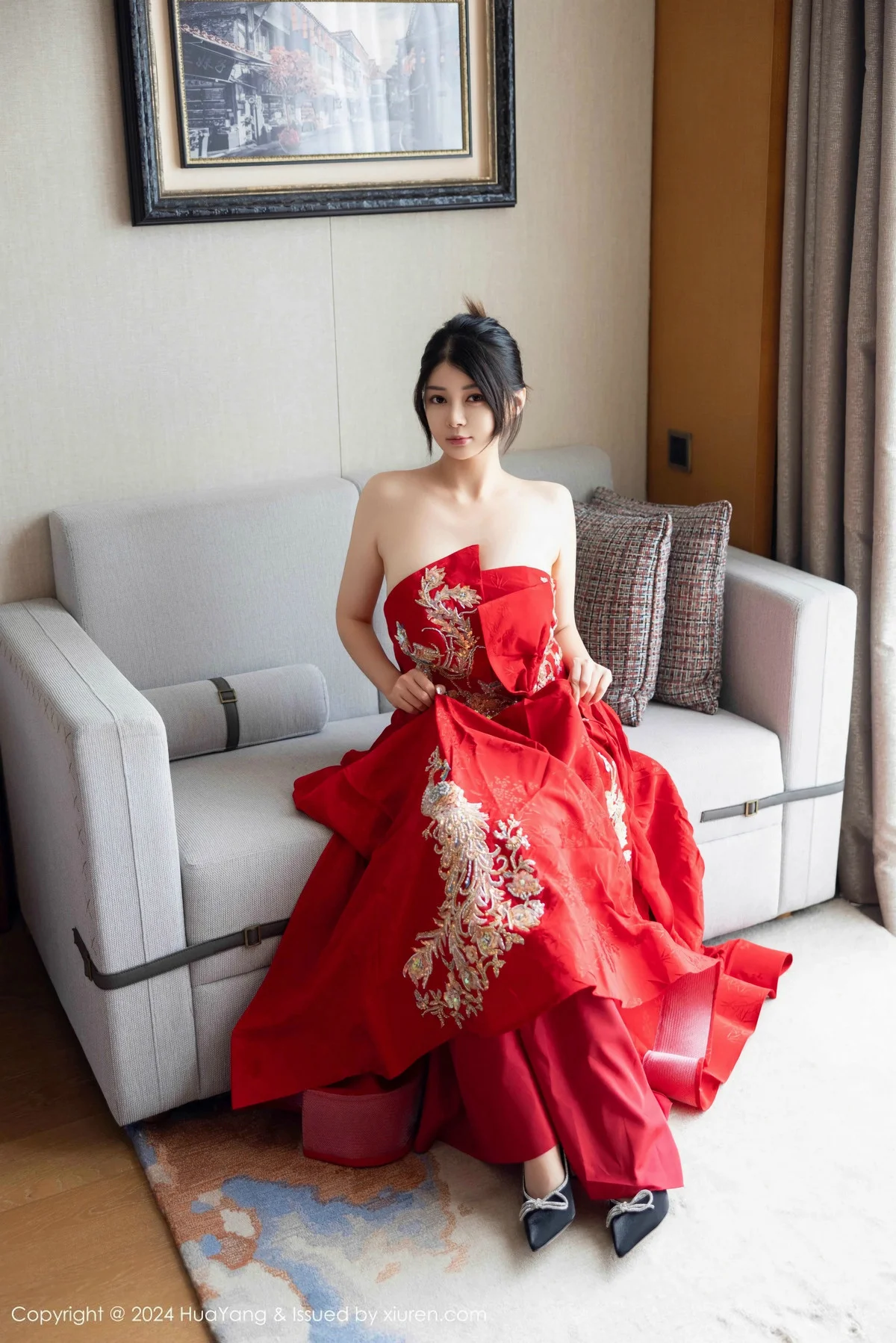 凯竹Quinn性感红色长裙露紫红内衣秀丰腴身姿完美绝美写真 第 6 张