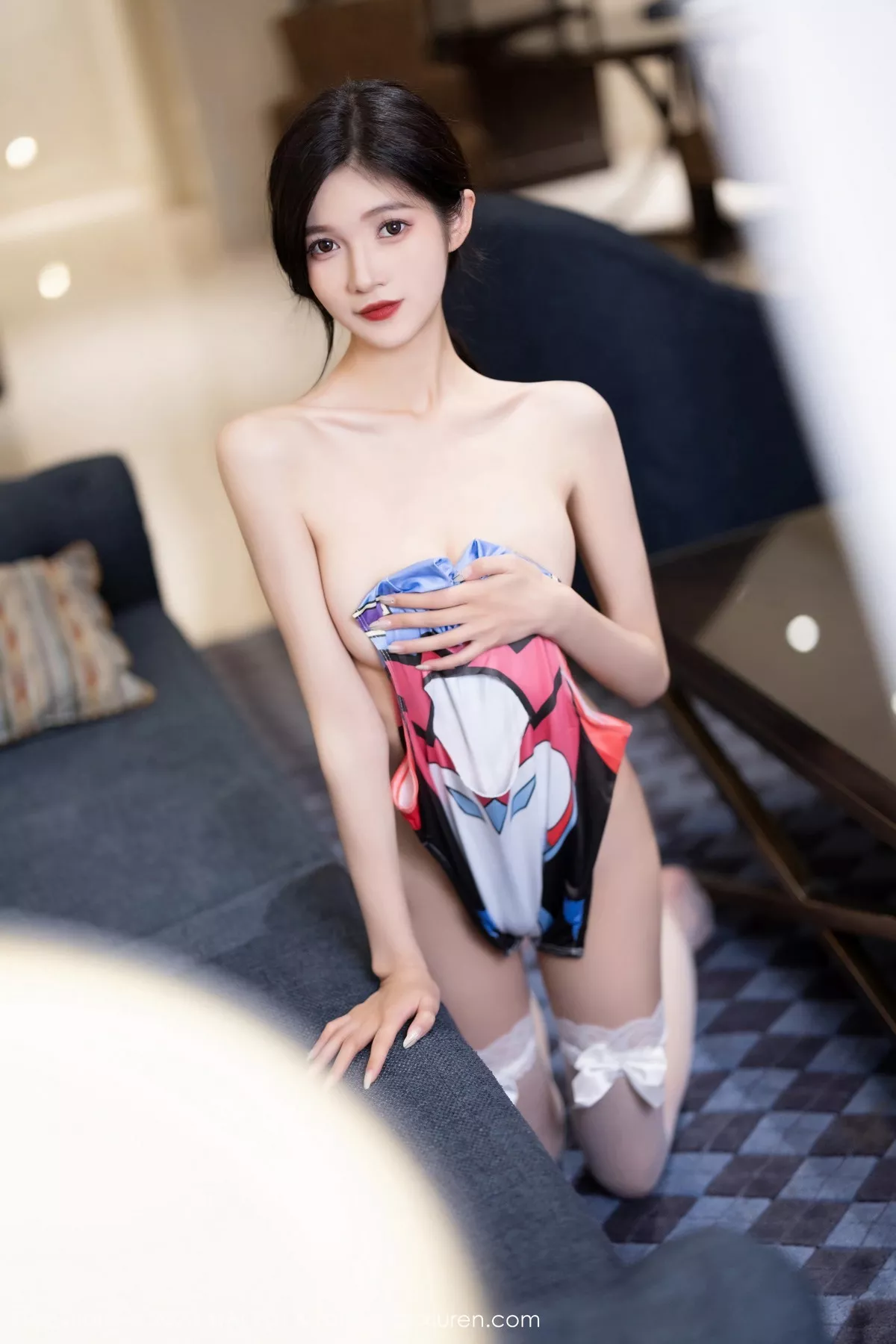 程程程性感黑色连衣短裙配黑丝吊袜秀苗条曼妙身姿绝美写真 第 175 张