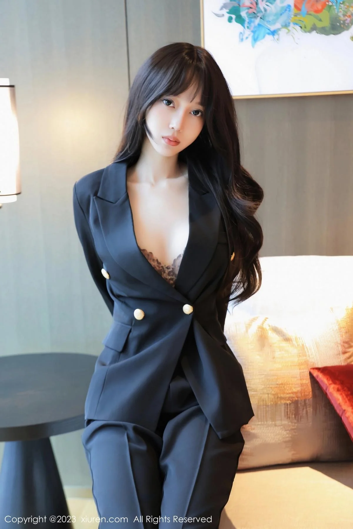 玥儿玥er性感薄纱暖灰内衣配黑丝裤袜秀曼妙身姿绝美写真 第 6 张