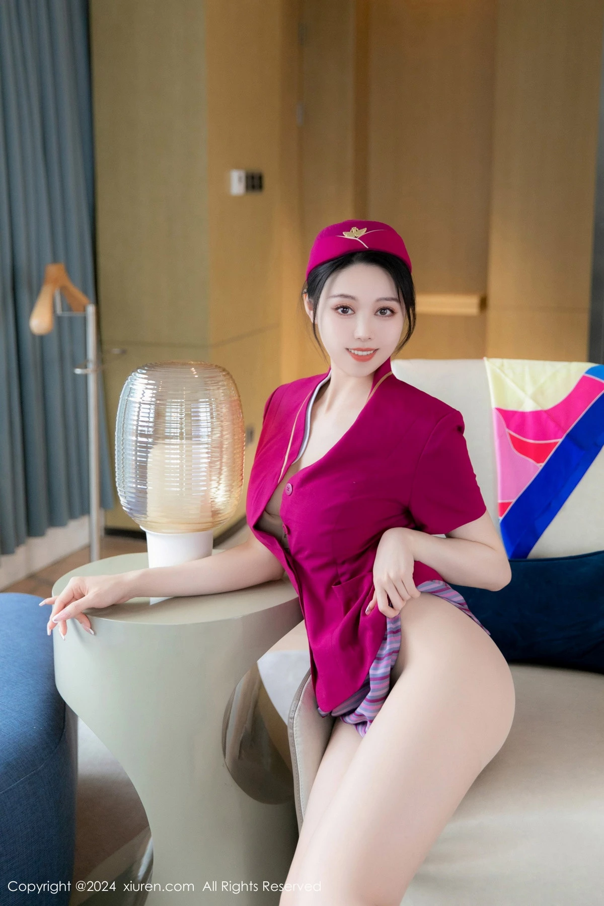 清妙性感空姐制服配超薄无内肉丝秀完美身材迷人美腿写真 第 12 张