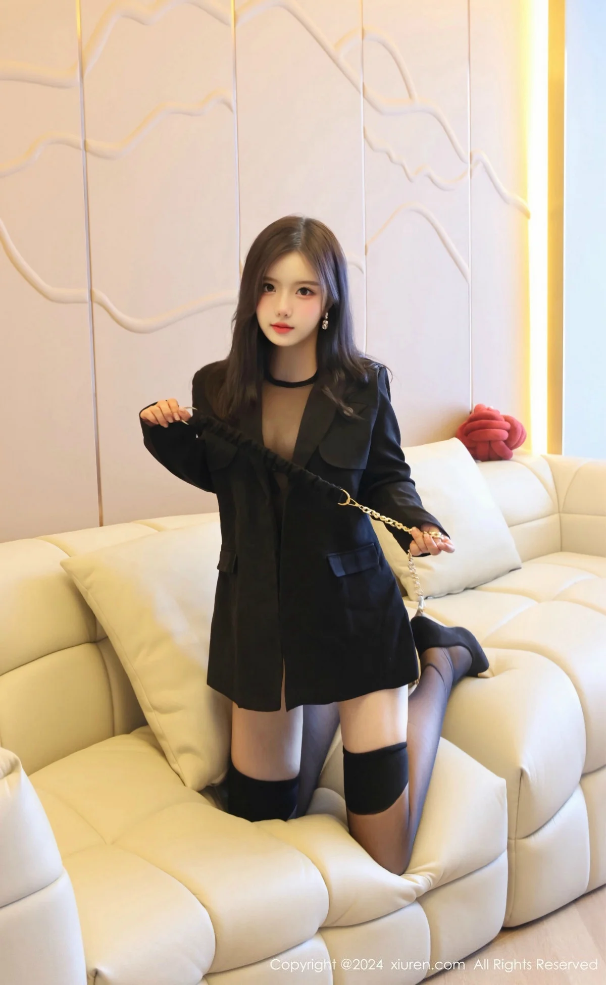 小薯条nienie性感黑色内衣配黑丝袜秀完美身材撩人绝美写真 第 49 张