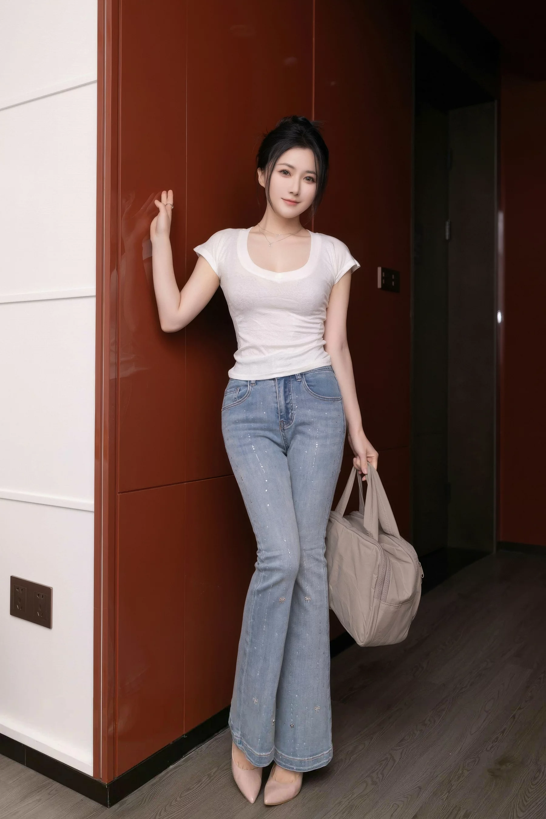 鱼子酱Fish性感暖灰蕾丝内衣配超薄肉丝秀曼妙身材绝美写真 第 8 张