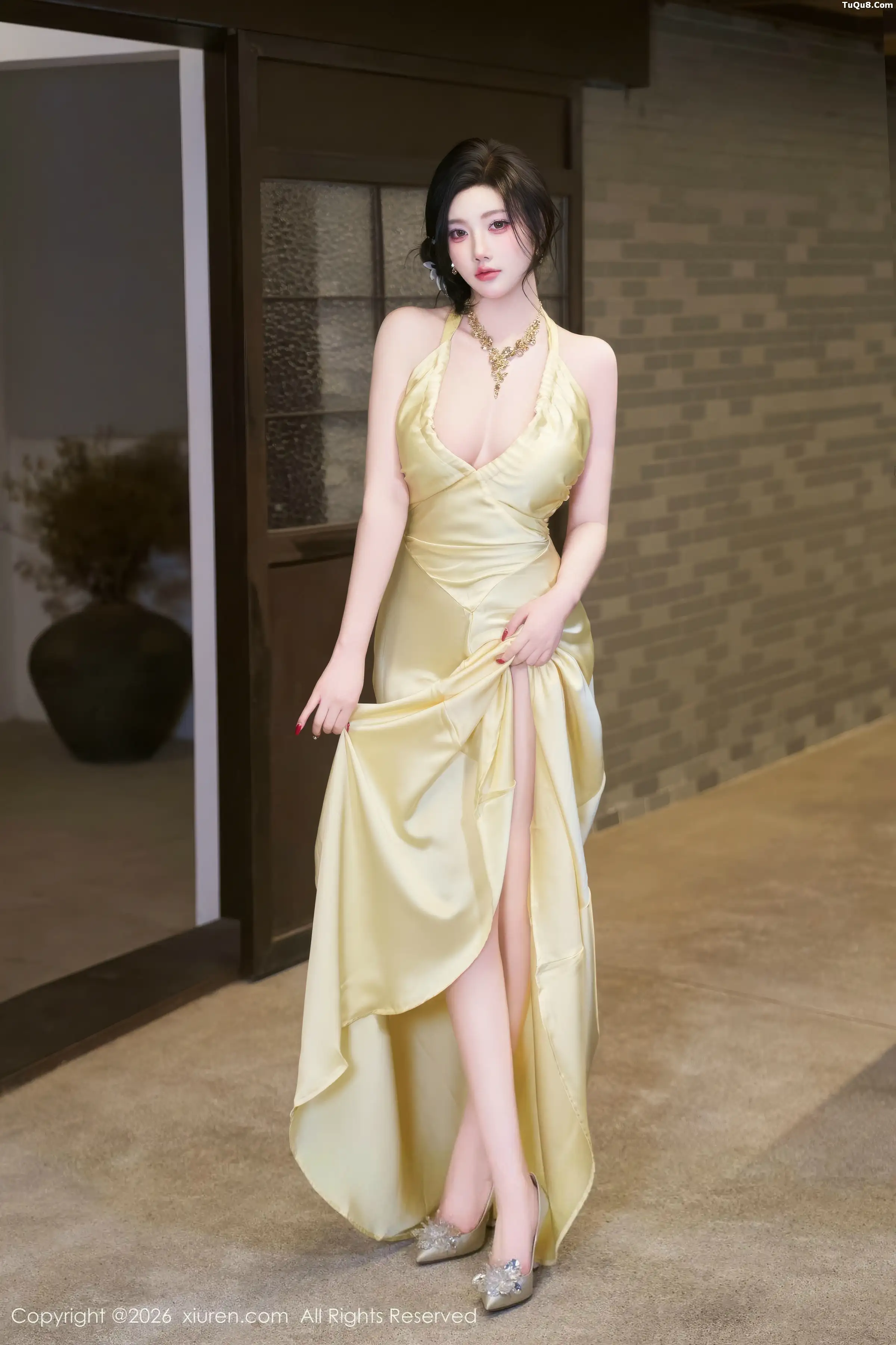 杨晨晨.性感黄色连衣裙露白色内衣配白丝吊袜秀美腿绝美写真 第 27 张