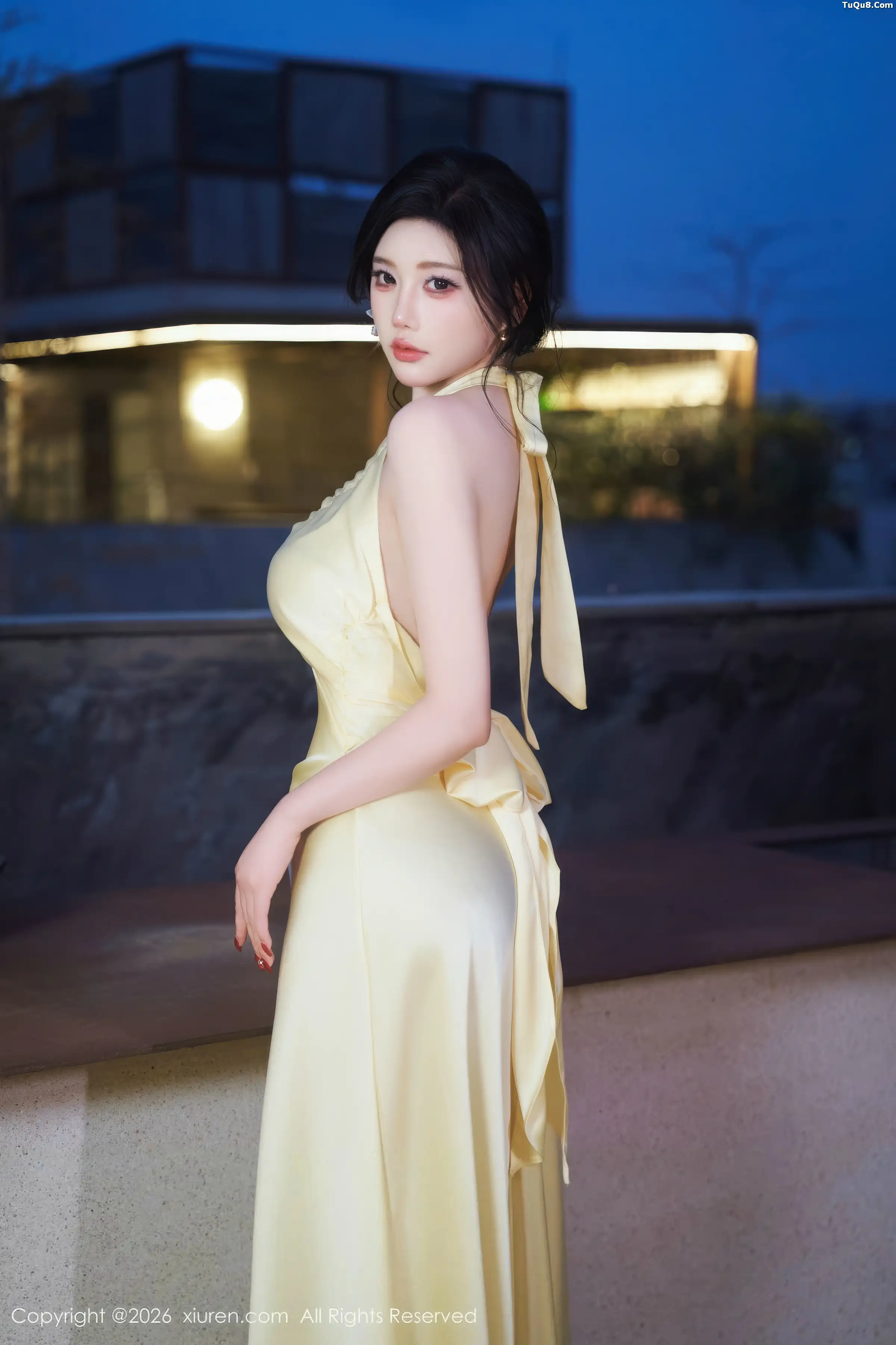 杨晨晨.性感黄色连衣裙露白色内衣配白丝吊袜秀美腿绝美写真 第 3 张