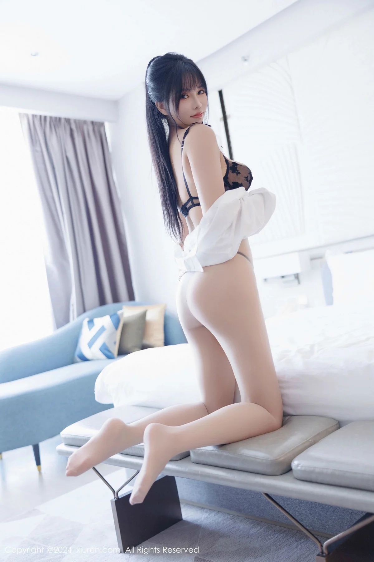 娜比私房性感黑色蕾丝内衣配超薄肉丝秀凹凸身材绝美写真 第 162 张