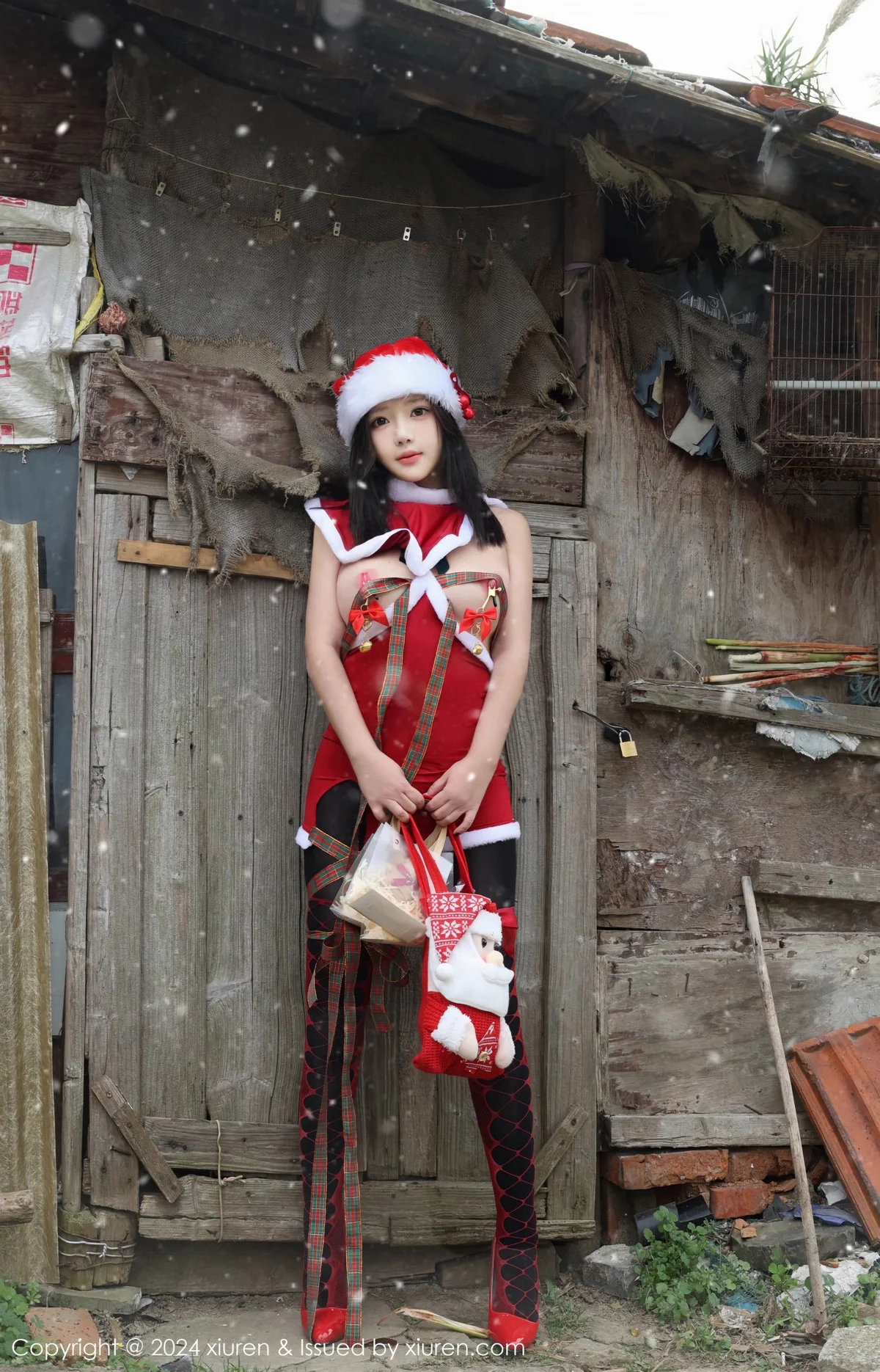 小薯条nienie户外圣诞主题性感情趣圣诞服饰惹火绝美写真 第 2 张