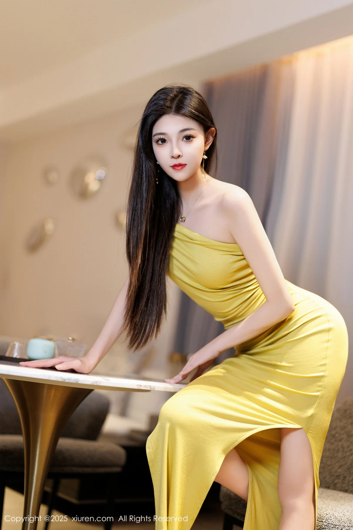 初梦瑶性感黄色连衣长裙+黑色蕾丝内衣秀曼妙身材绝美写真 第 22 张