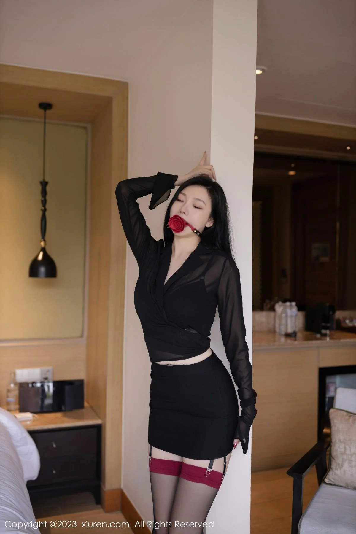 安然anran私房性感黑色内衣配黑丝吊袜秀曼妙身姿绝美写真 第 22 张